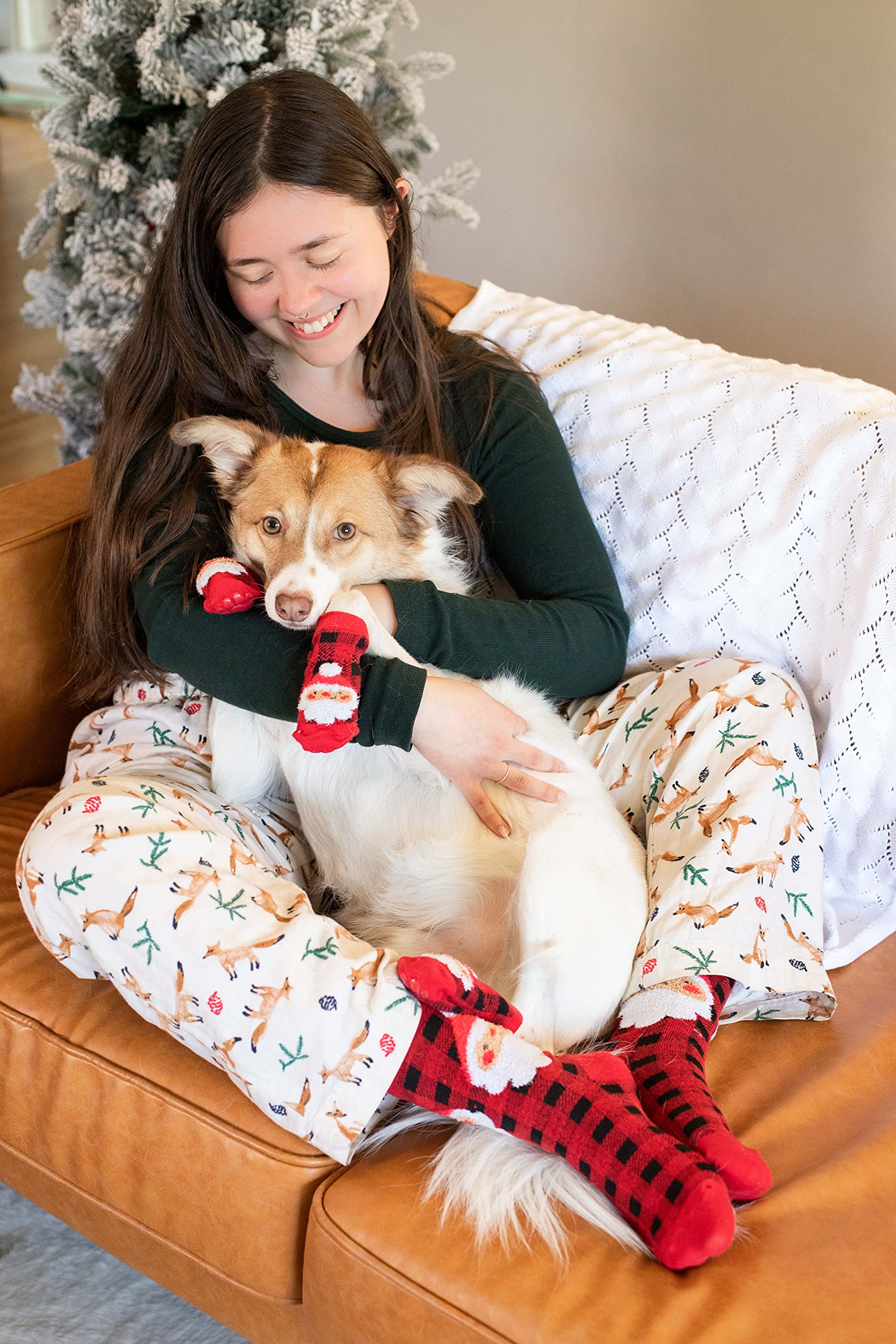 Pearhead Human and Dog Christmas Socks, Matching Pet Owner and Pet Apparel, Novelty Holiday Santa Claus Socks - Image 4