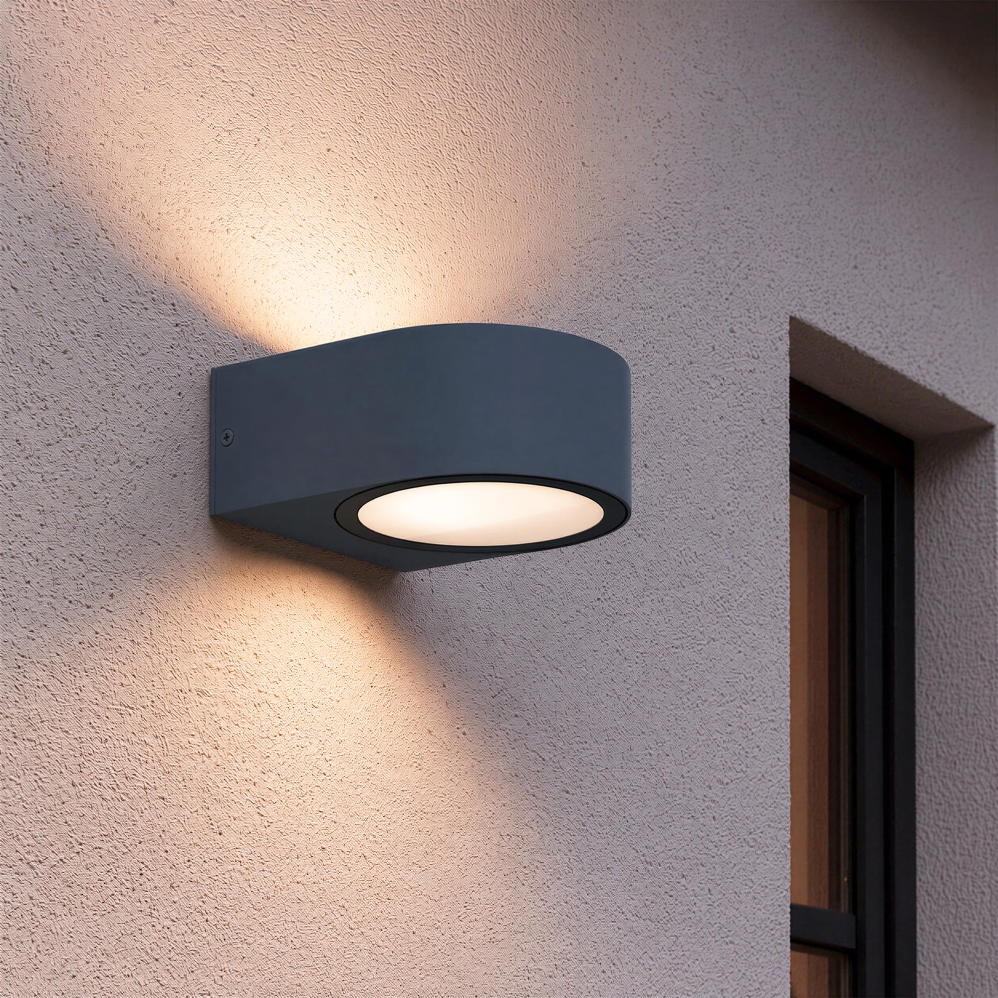 SSC-LUXon 2 Stück LIMO Außenwandleuchte Up & Down dunkelgrau IP44 - Außenlampe Fassung E27 Birne (ohne Leuchtmittel) - Haustürlampe Outdoor
