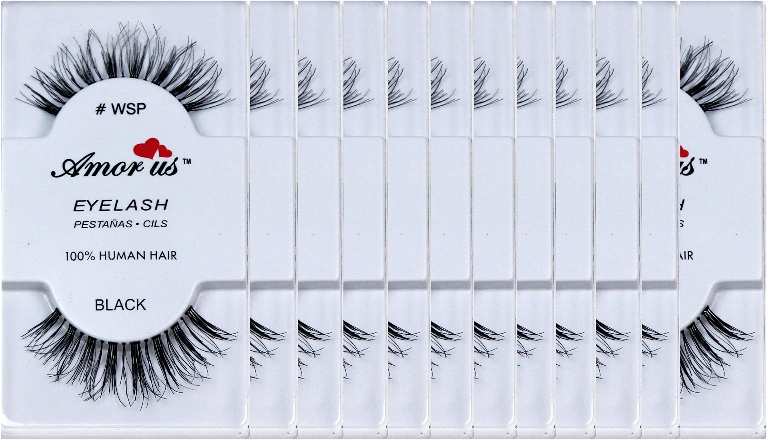12 Pairs Amorus 100% Human Hair False Eyelashes #WSP