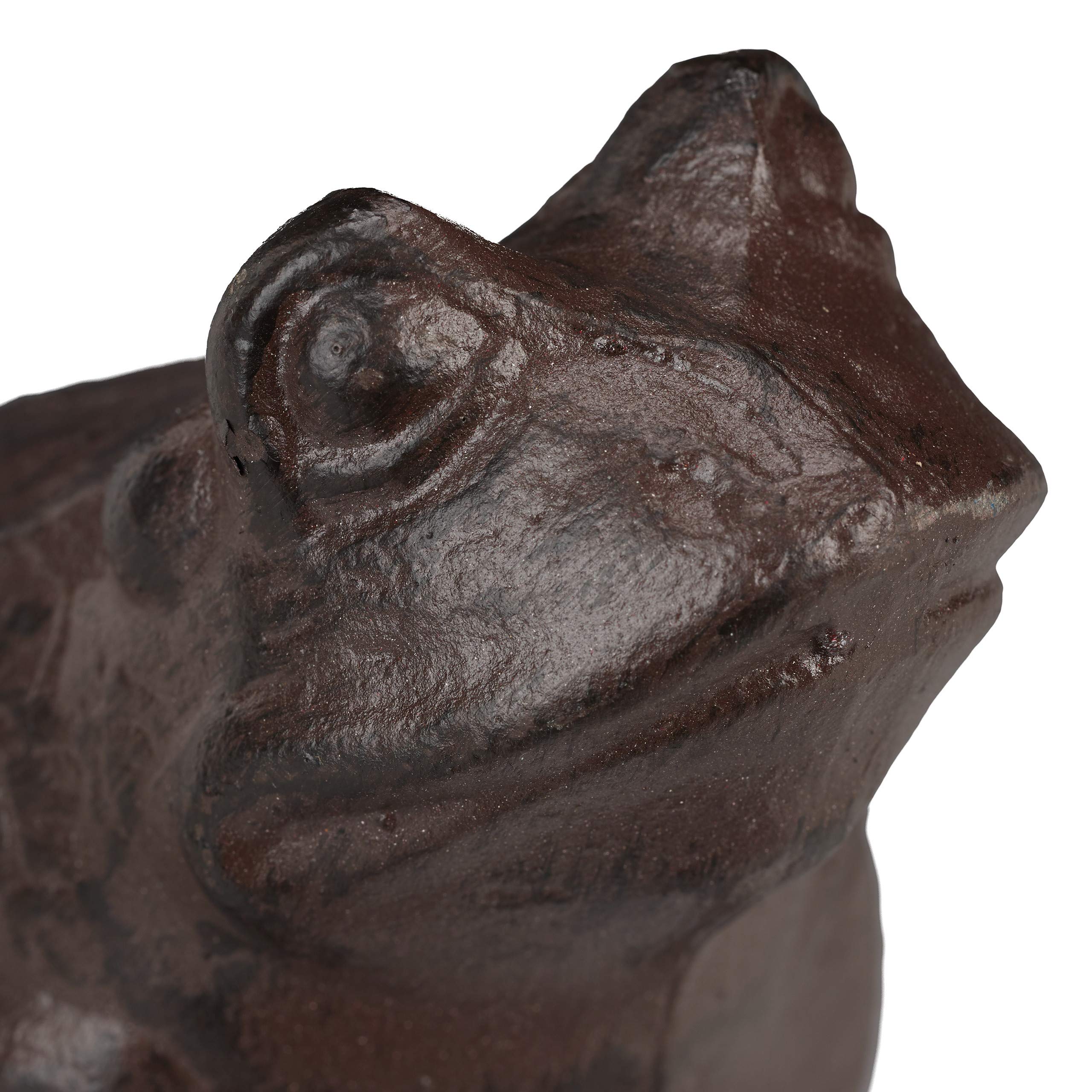Relaxdays Figurine de Jardin Grenouille, Assise, en Fonte, Apparence Antique, étanche, Figurine de Grenouille, Marron