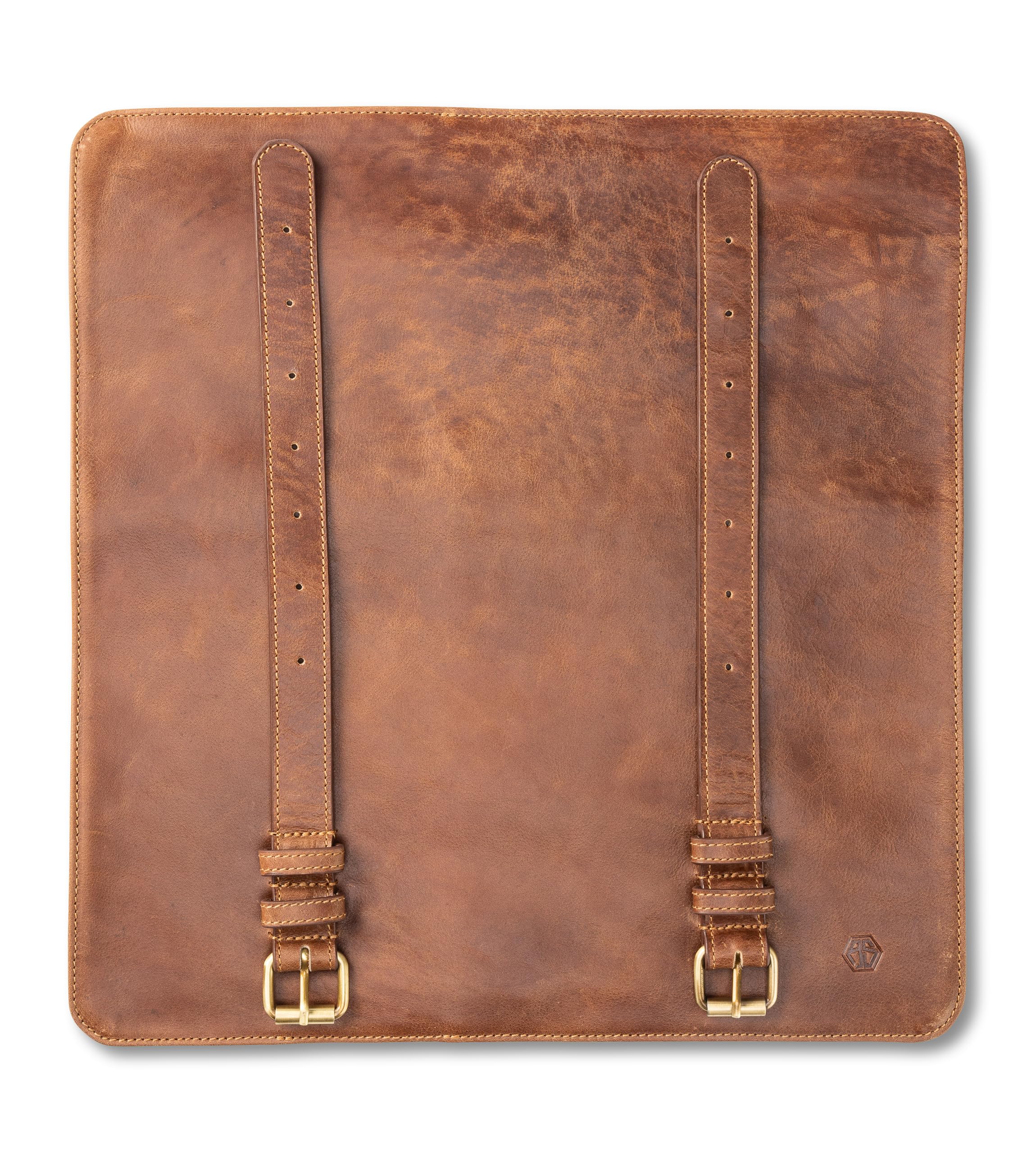 Angus Stoke Sam Sac à Couteaux en Cuir véritable pour Couteaux de Chef, Grand Sac à Couteaux, verrouillable, Sac de Cuisine Sam