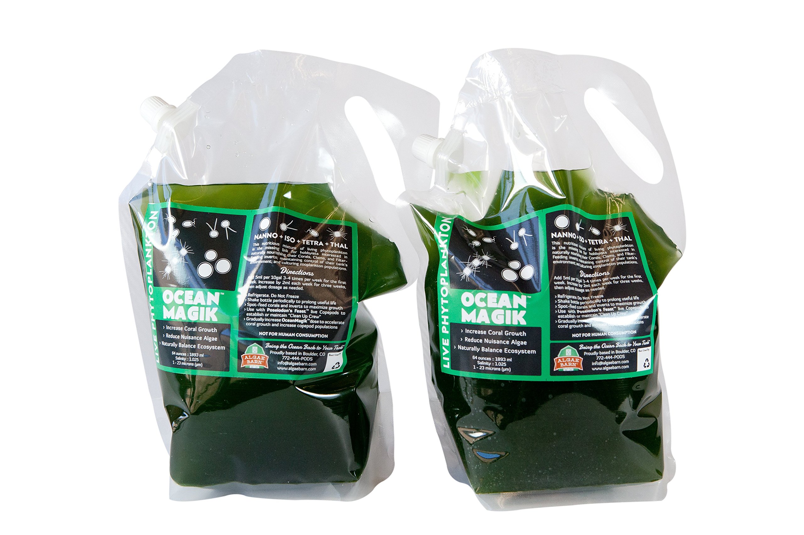 OceanMagik Live Phytoplankton Blend - Tetra x Nanno x Iso x Thal Phyto Food for Coral and Copepod (128oz)