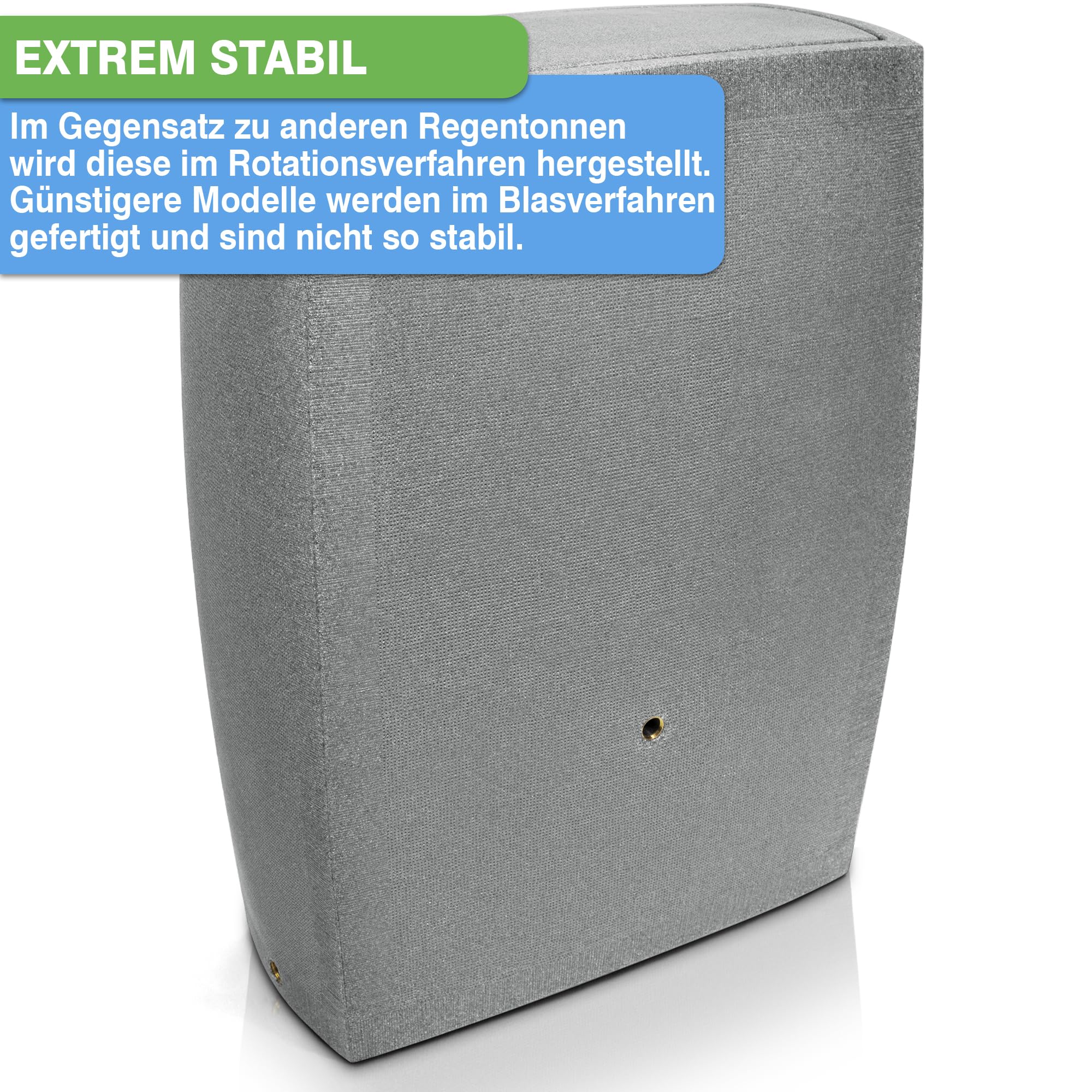 YourCasa Regentonne 275 Liter [SquareLux Rain] Eckig & Schmal - Metallgewinde und Deckel- Regenfass Frostsicher aus Kunststoff - Regenwassertonne - Regenwassertank Garten Wassertank (Grau)