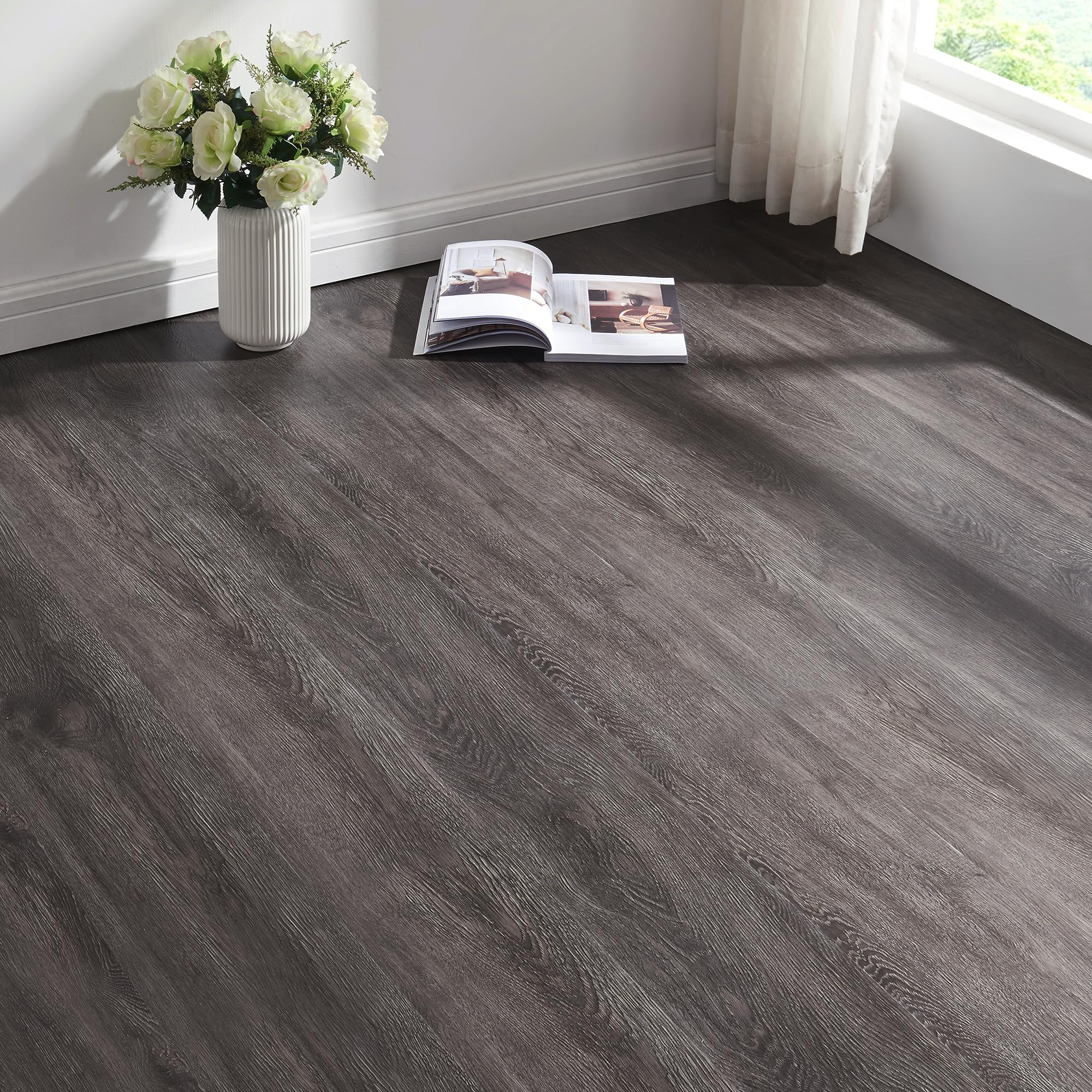 NEU.HOLZ Set 10 Listoni di Pavimento SPC a Incastro Click Effetto Legno Tavole da 122x18 cm con Copertura cca.2,2 m² Pavimentazione per Interni Casa Ufficio - Rovere Scuro
