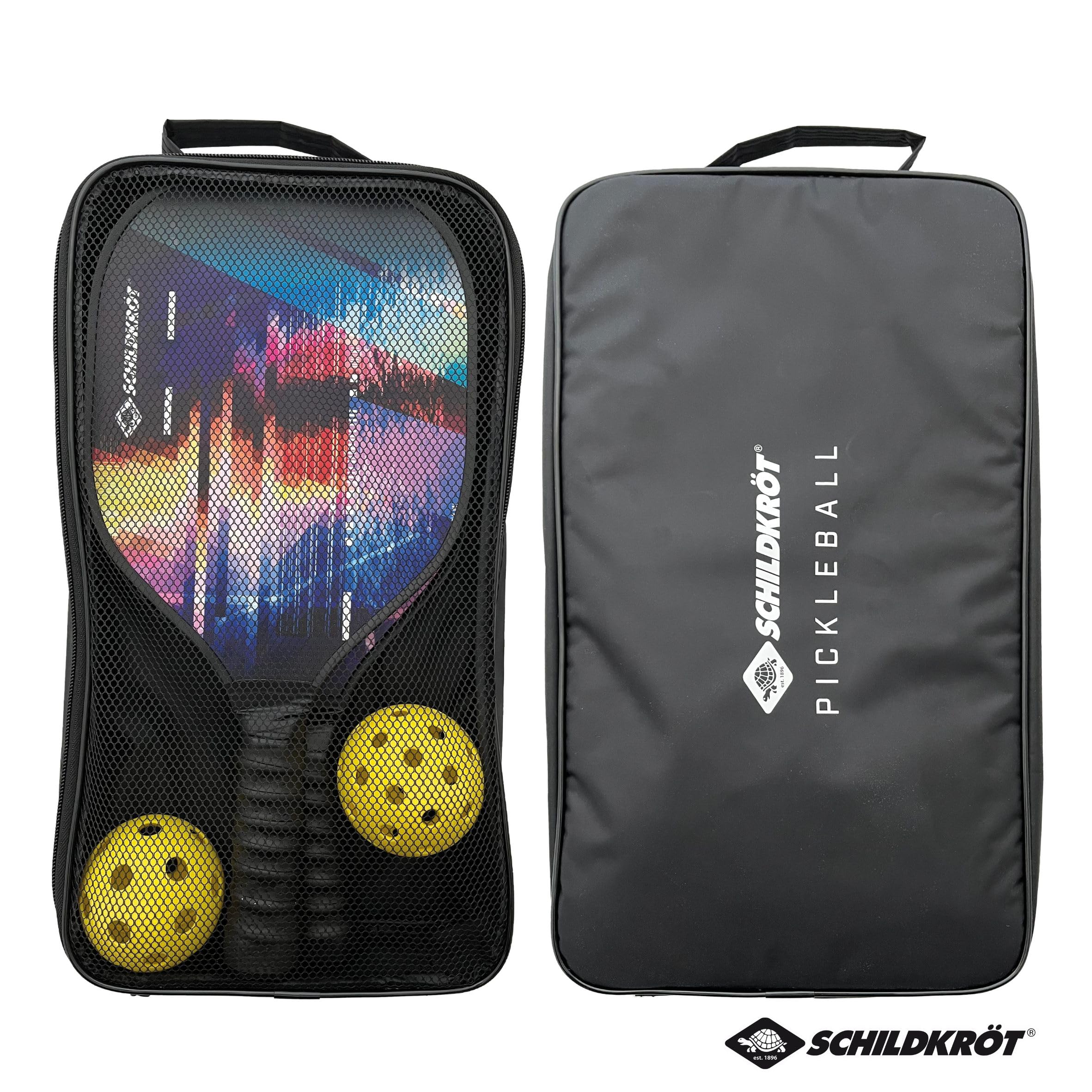 Schildkröt Pickleball Set avec 2 Raquettes, 1 Balle d'Intérieure et 1 Balle d'Extérieure, 1 Sac de Transport, pour Joueurs Débutants et Avancés