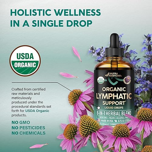 Miniatura 12 de USDA Suplemento de drenaje linfático orgánico - Equinácea Baya de saúco Diente de león Rosa mosqueta Cuchillas Caléndula Bardana - Hecho