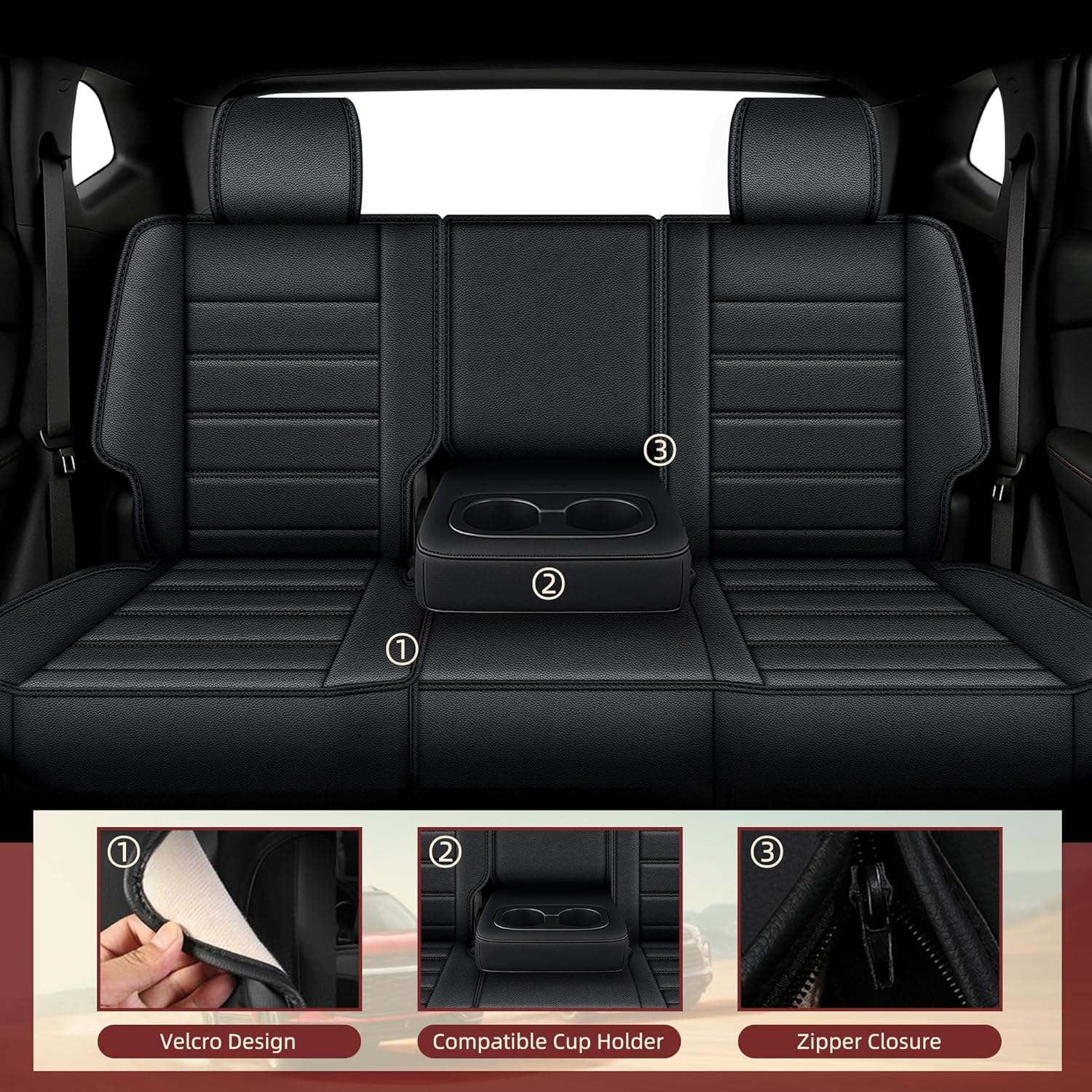 Custom Leather Seat Covers for Chevrolet Chevy Blazer 2LT,RS,3LT,Premier,1LT 2019 2020 2021 2022 2023 2024 2025 - Full Set Seat Cover (Not for EV) - Black