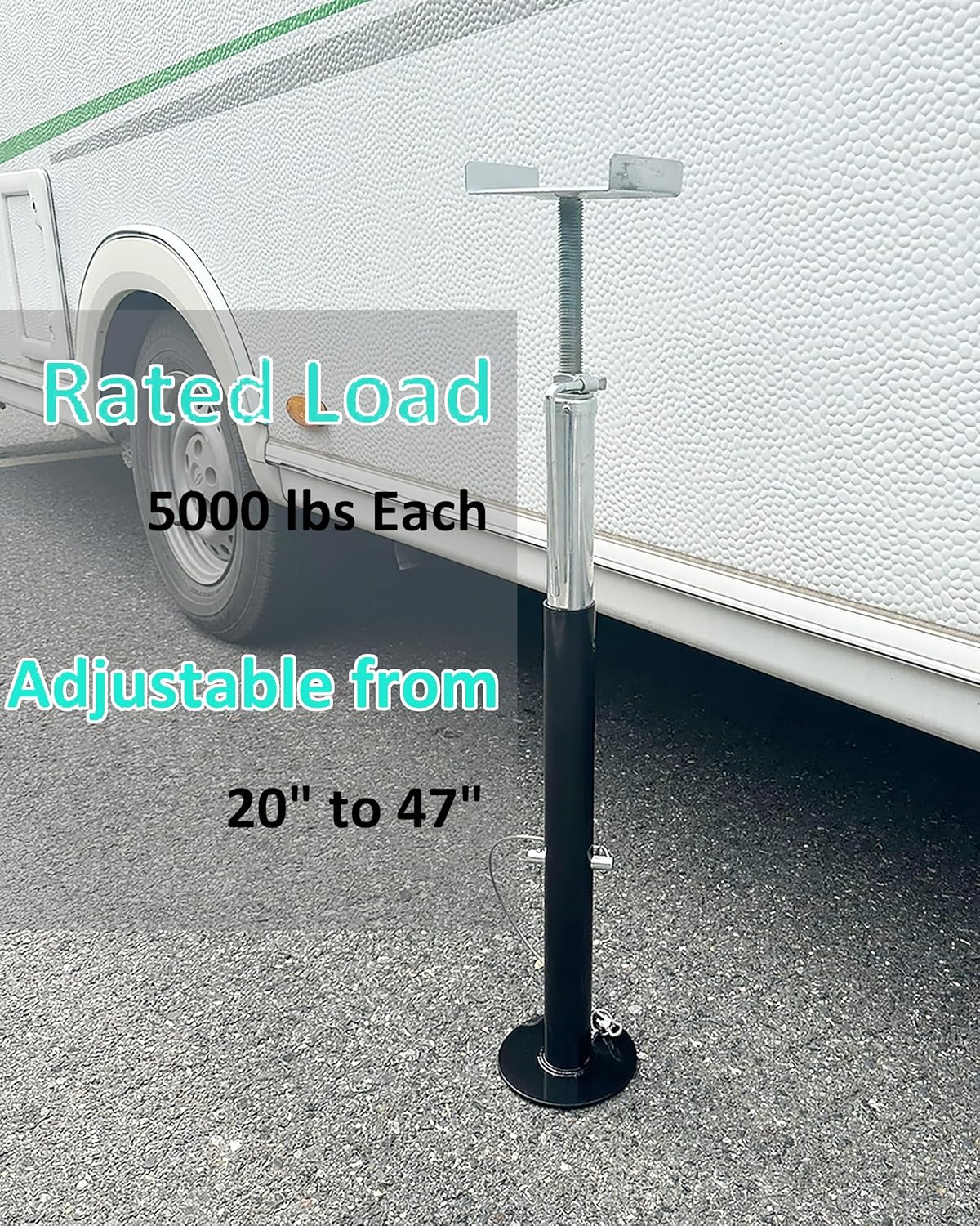 X-Haibei 2 Pack RV Slide Out Support Trailer Stabilizer Jacks Adjusts 20" to 47" Supports Up to 5,000 lbs. Heavy Duty Steel Quick Lift Support Jacks for Comper Motor Home