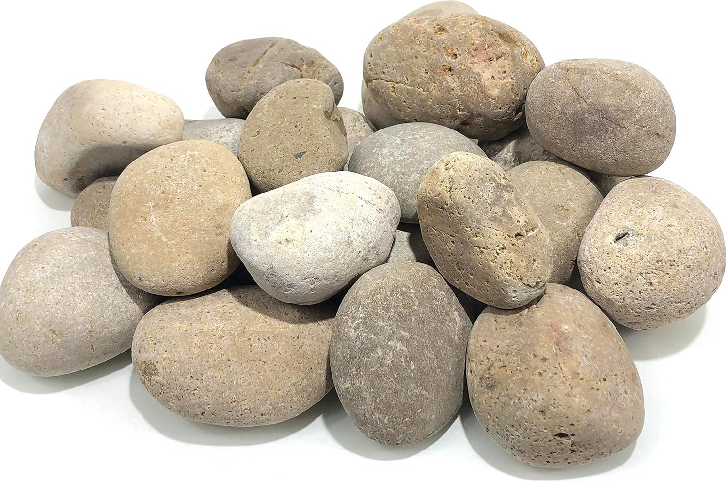 50 Lb. Premium Large Buff Mexican Beach Pebbles 3-5 inches, Decor, Garden, Landscape, Pathways, Backyard, Rock Pebble