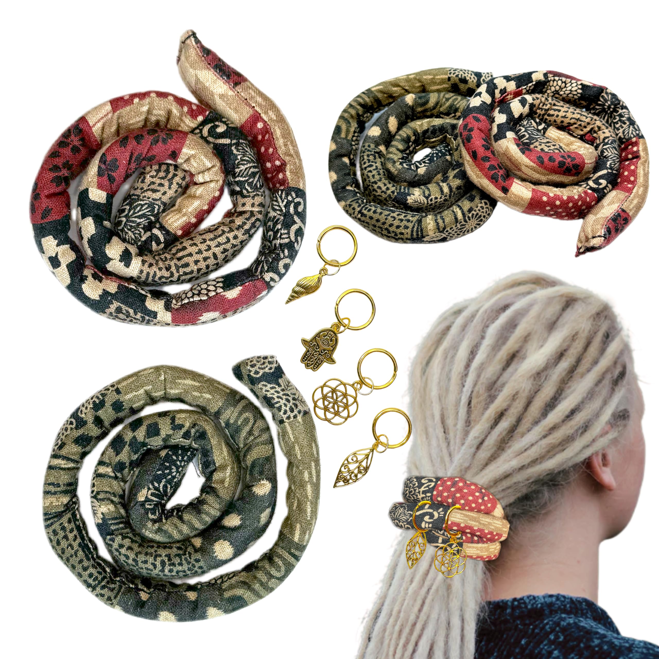 Handmade Spiral Lock Hair Tie Bendable Loc Tie Dreadlock Accessory Hair Bands Embedded Ponytail Holders Dreadlock Hair Tie Spiral for Women and Men