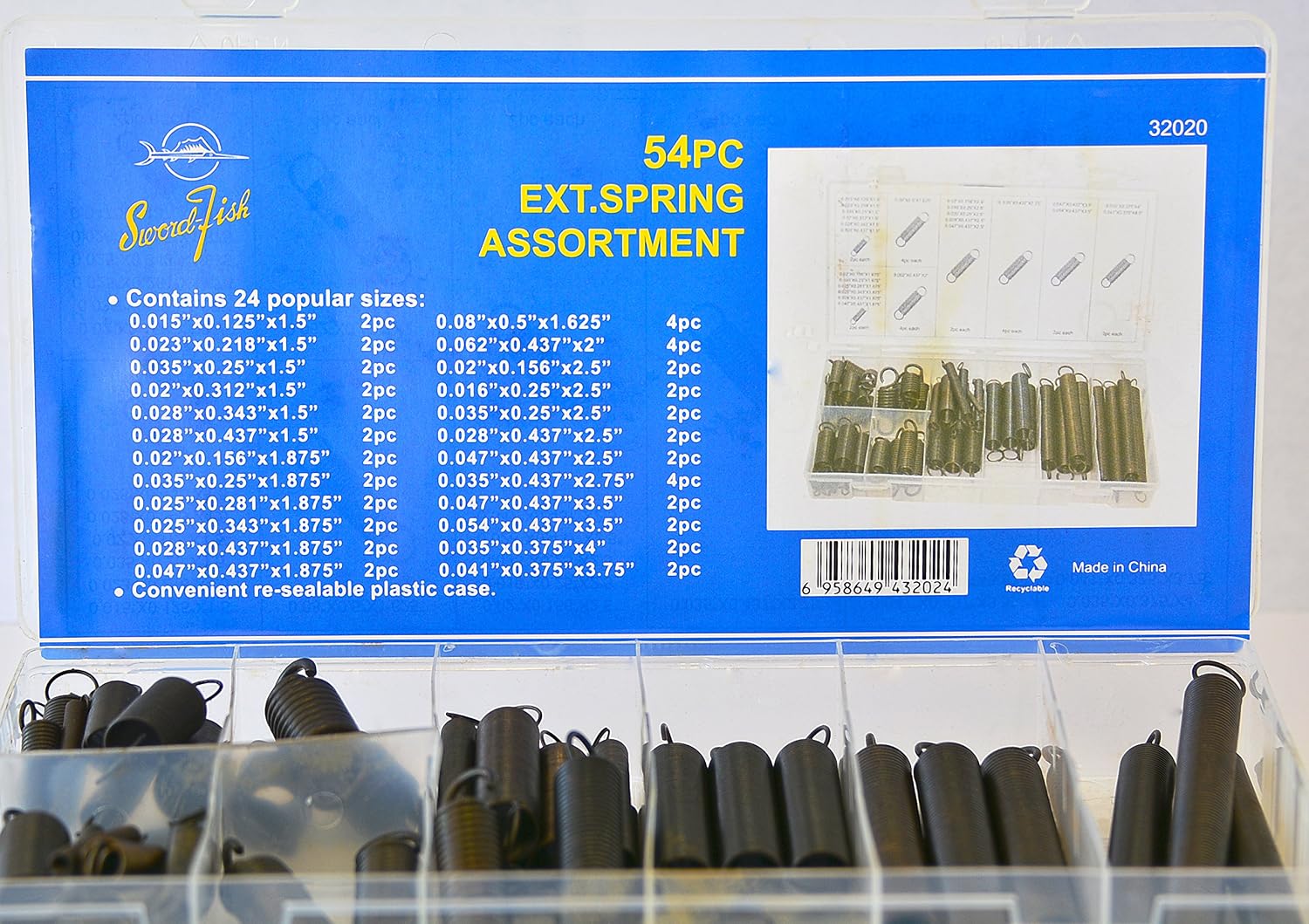SWORDFISH 32020-54pc Extension Spring Assortment