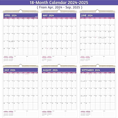 Miniatura 5 de Calendario de pared 2024-2025  abril 2024  septiembre 2025, calendario de pared 2024-2025, calendario mensual de 18 meses, 12 x 17 pulgadas,