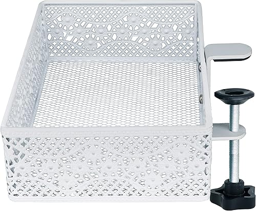 Organizador de cajones con clip, organizador de escritorio, se puede enganchar alrededor de la mesa para almacenar objetos pequeños (blanco)