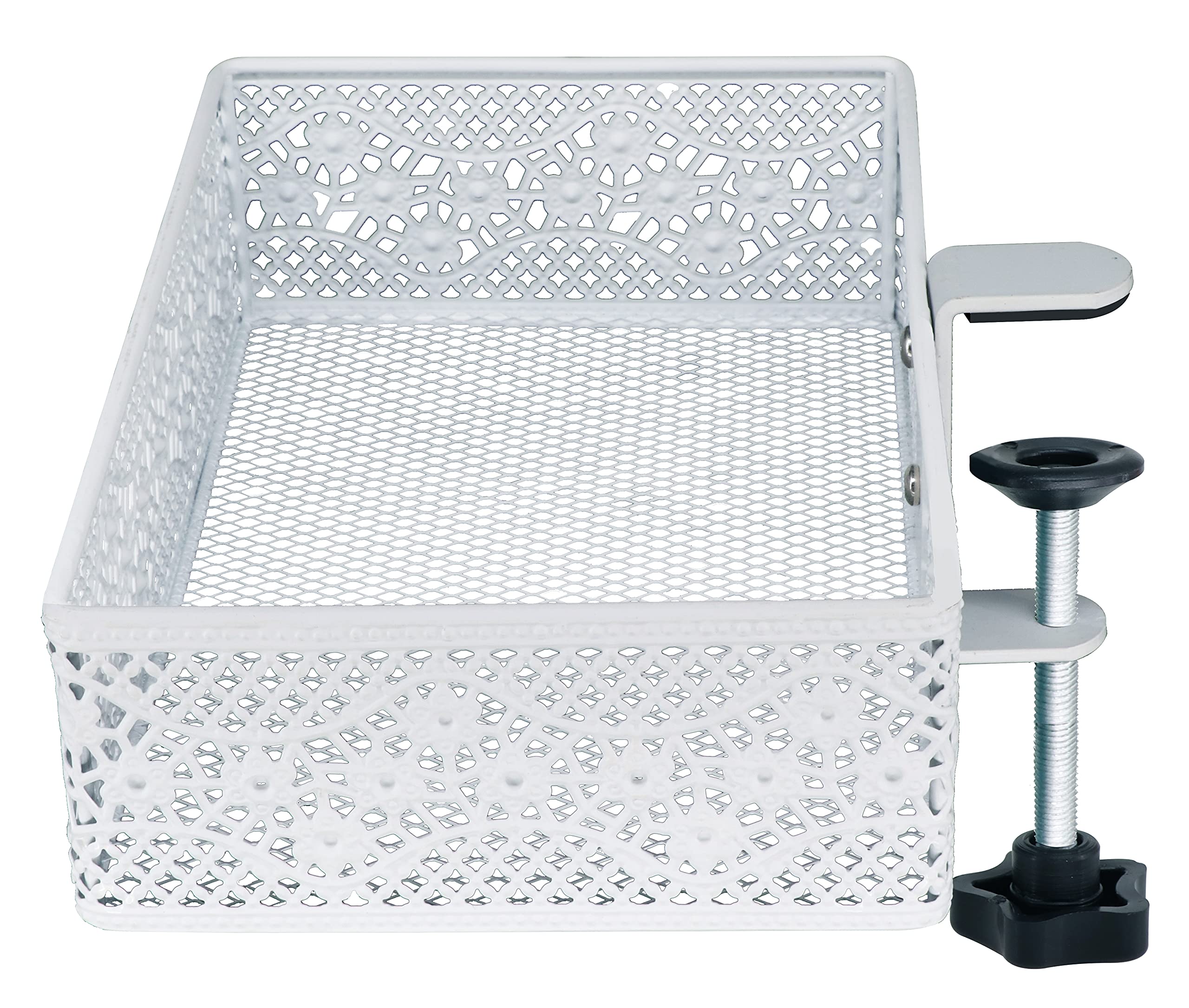 Organizador de cajones con clip, organizador de escritorio, se puede enganchar alrededor de la mesa para almacenar objetos pequeños (blanco)