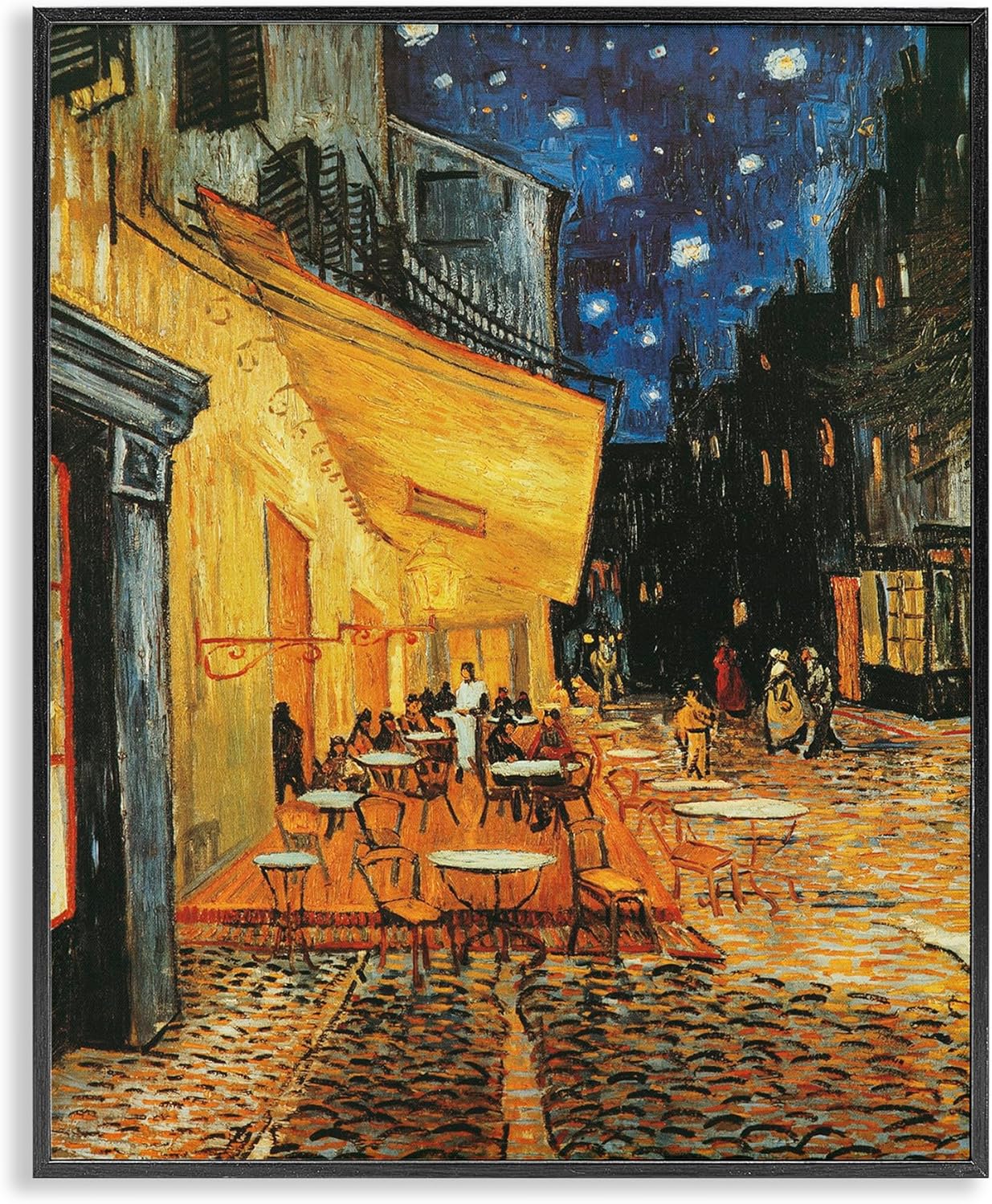 Stupell Industries 'Cafe de Nuit Classical Painting', Framed Giclee Art, Black, 24 x 30 Inches, Easy to Hang and Sturdy, Made in USA, by Vincent Van Gogh