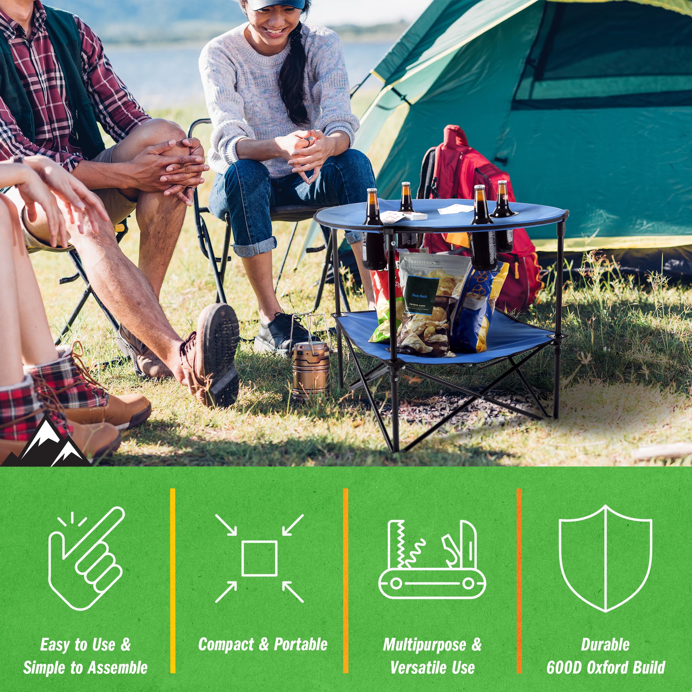Amazon.com : Wakeman Camp Table - Round 2-Tier Folding Table with