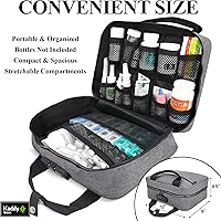 Vista 2 de Kaddy Large Medicine Bag, Secure, Padded, Pill Organizer Box, Case for Bottles of Medicine or Supplements; Storage; Toiletry; 3 Digit Lock, Grey
