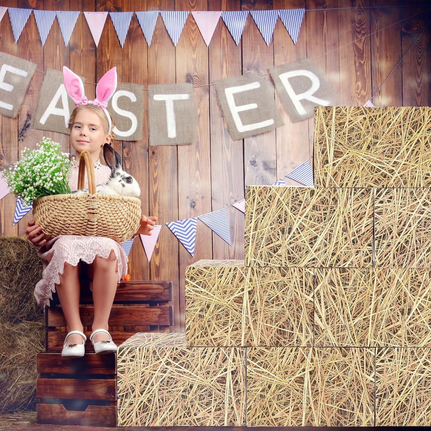 12pcs Western Cowboy Party Straw Decor Hay Bales Paper Boxes Farm Photo Booth Props for Rustic Farm Country Farmhouse Retro Birthday Party Supplies(15.7 x 9.8 x 9.8 Inch)