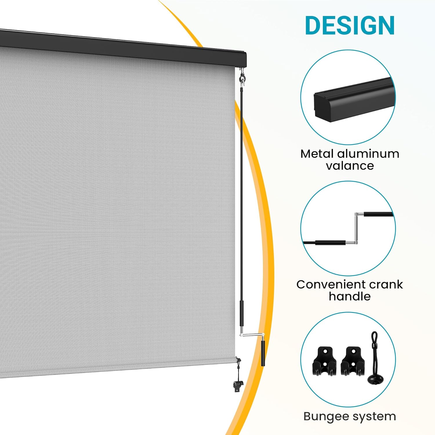Integrated Outdoor Roller Shade, 10'W x 8'H Assembly Free Outdoor Patio Blinds with 420GSM Upgraded Fabric for 95% UV Blockout, Cordless Patio Shade, Sun Shades Outdoor Patio for Porch, Gazebo,Balcony