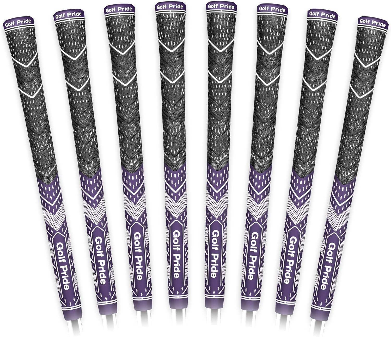 Golf Pride MCC Plus4 Golf Club Grip - All-Weather Hybrid Grip with Larger Lower Hand - Brushed Cotton Cord & Pebbled Texture - Purple/White