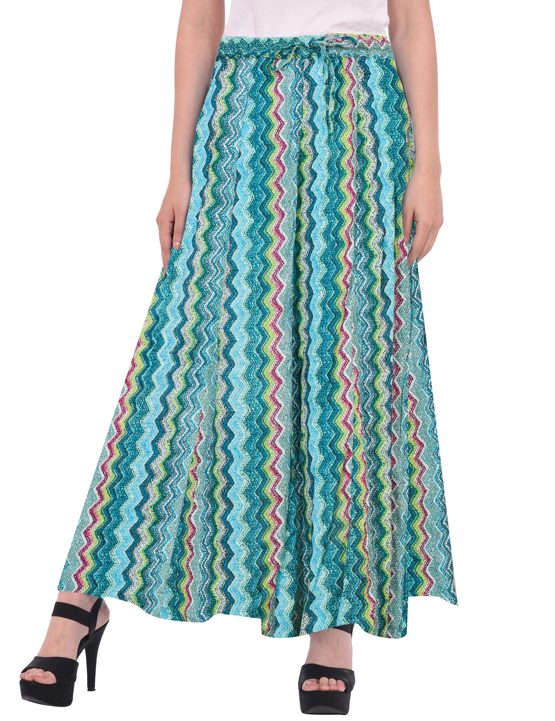 COTTON BREEZEWomen's Regular Fit Printed Cotton A-line Skirt Multicolour