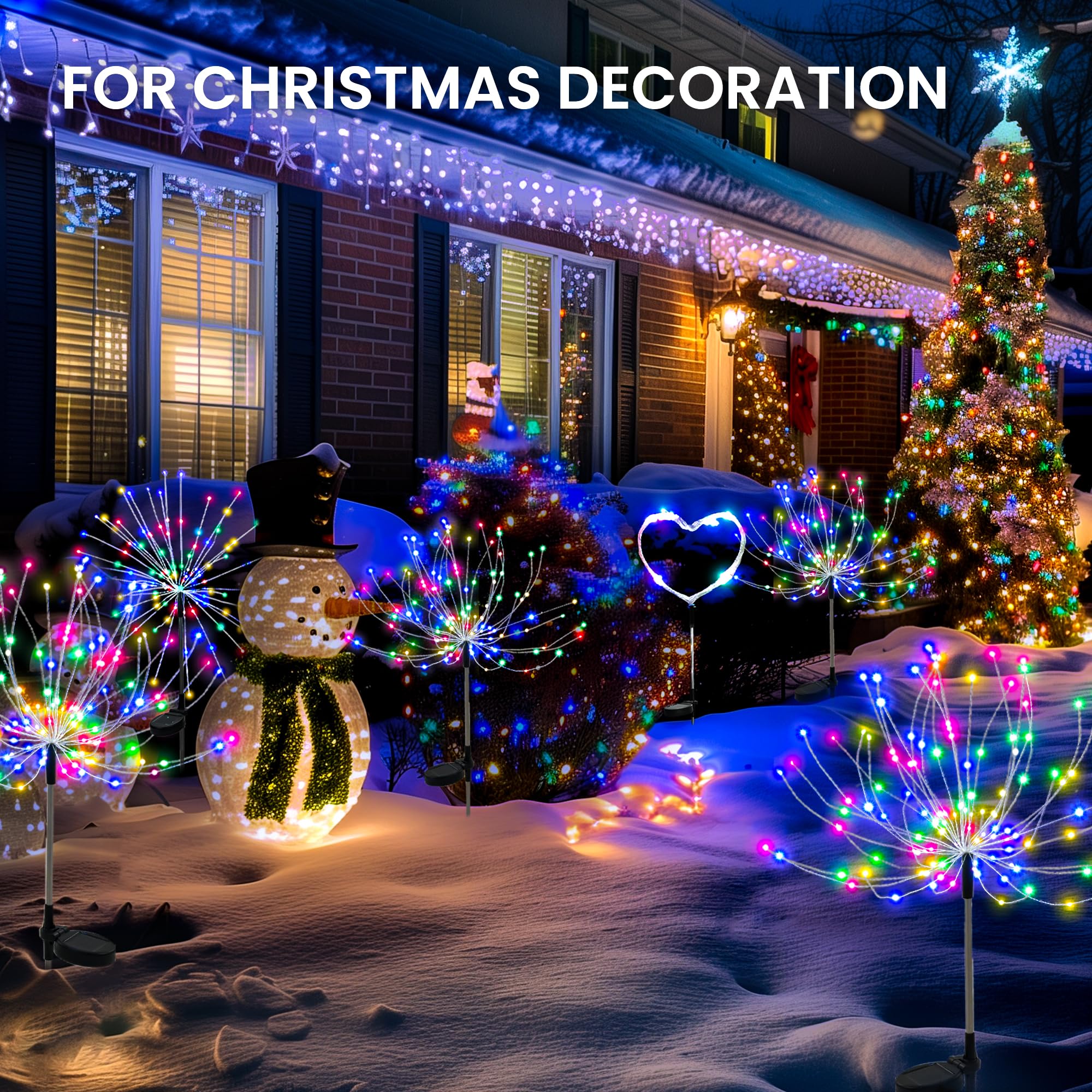 PEVOROS Gartendekor-Solarleuchten für den Außenbereich, 120 LEDs, wasserdicht, bunt, Solar-Lichterkette für den Außenbereich, Dekoration, Hof, Terrasse, Veranda, Blumentopf, Weg, Weihnachten (6er-Pack