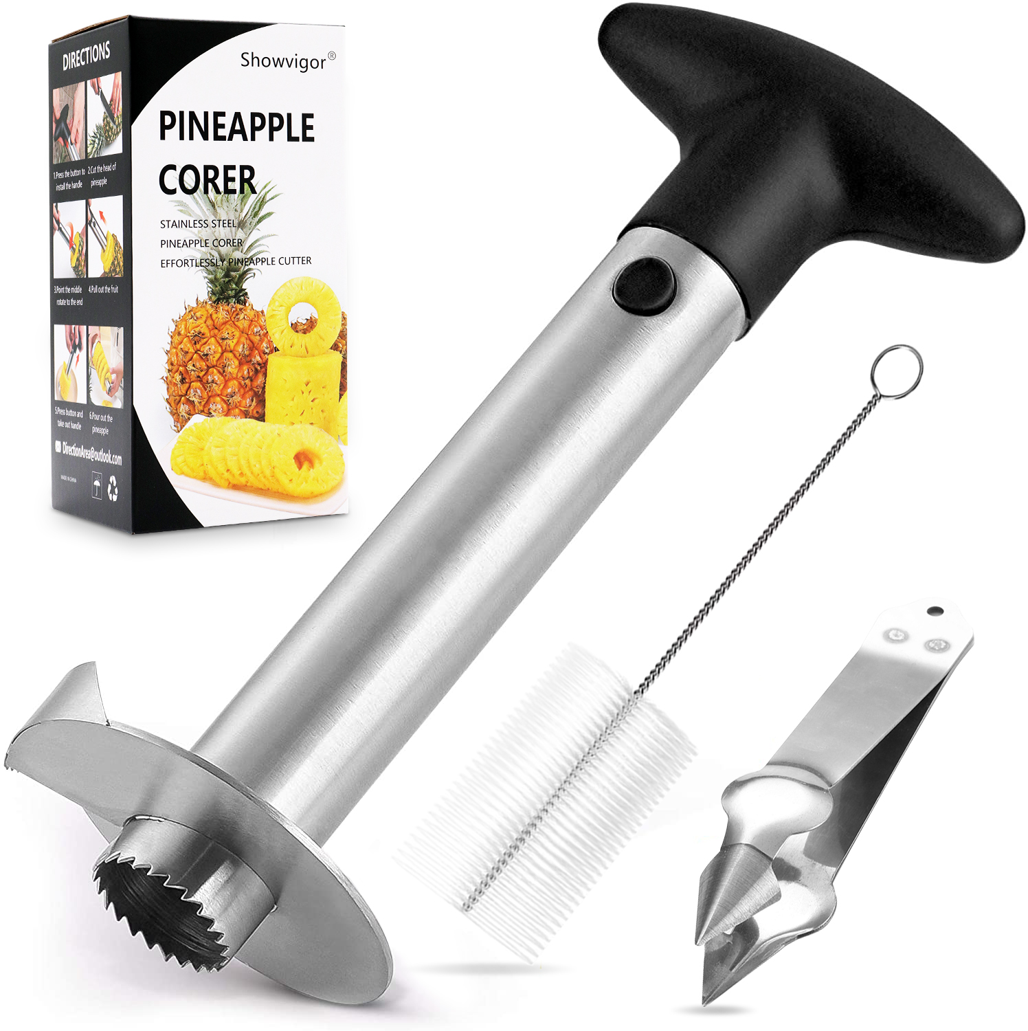 Set De 5 Ustensiles Pour Fruits - Désosseur Ananas, Trancheuse Pastèque, éplucheur Orange, Coupe Avocat, Trancheuse Banane