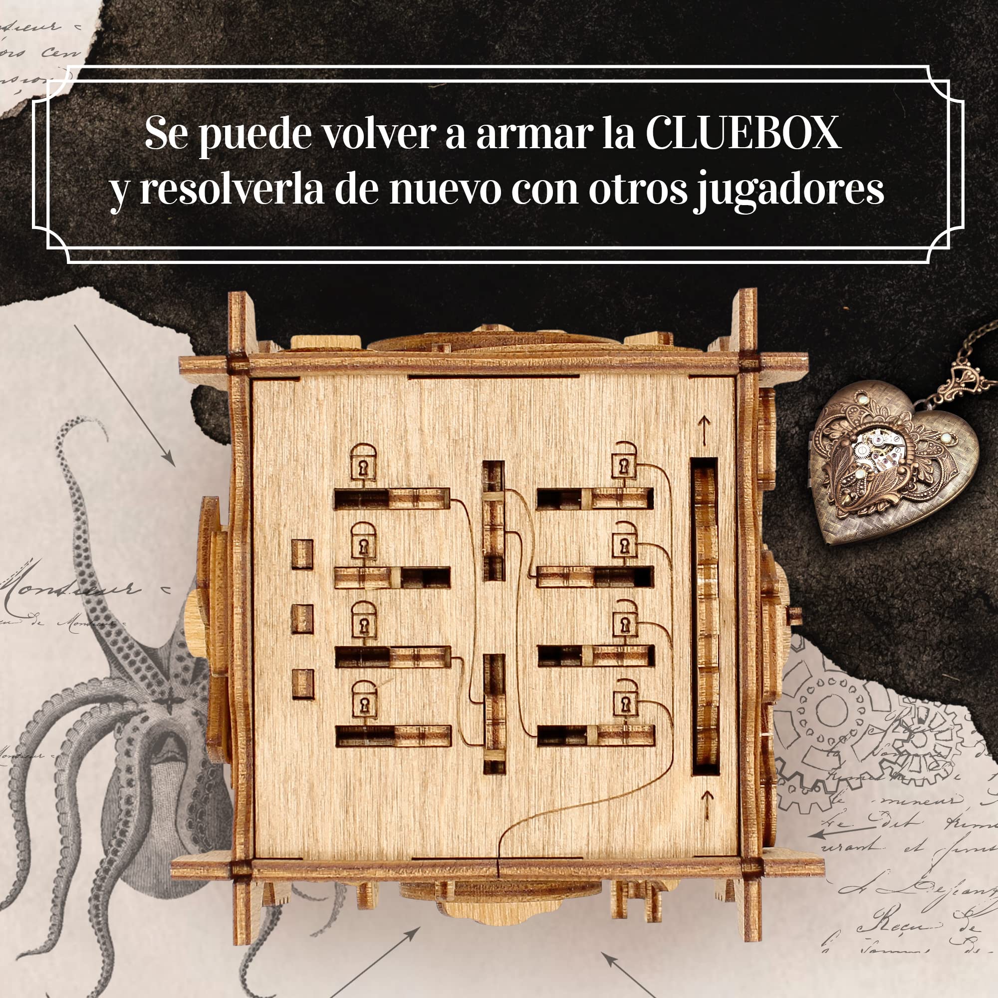 iDventure Cluebox - Capitán Nemo Nautilus - Juego de Escape Room - puzzle 3D de madera - caja misteriosa - caja secreta japonesa - regalo original - caja para dinero boda - rompecabezas para adultos