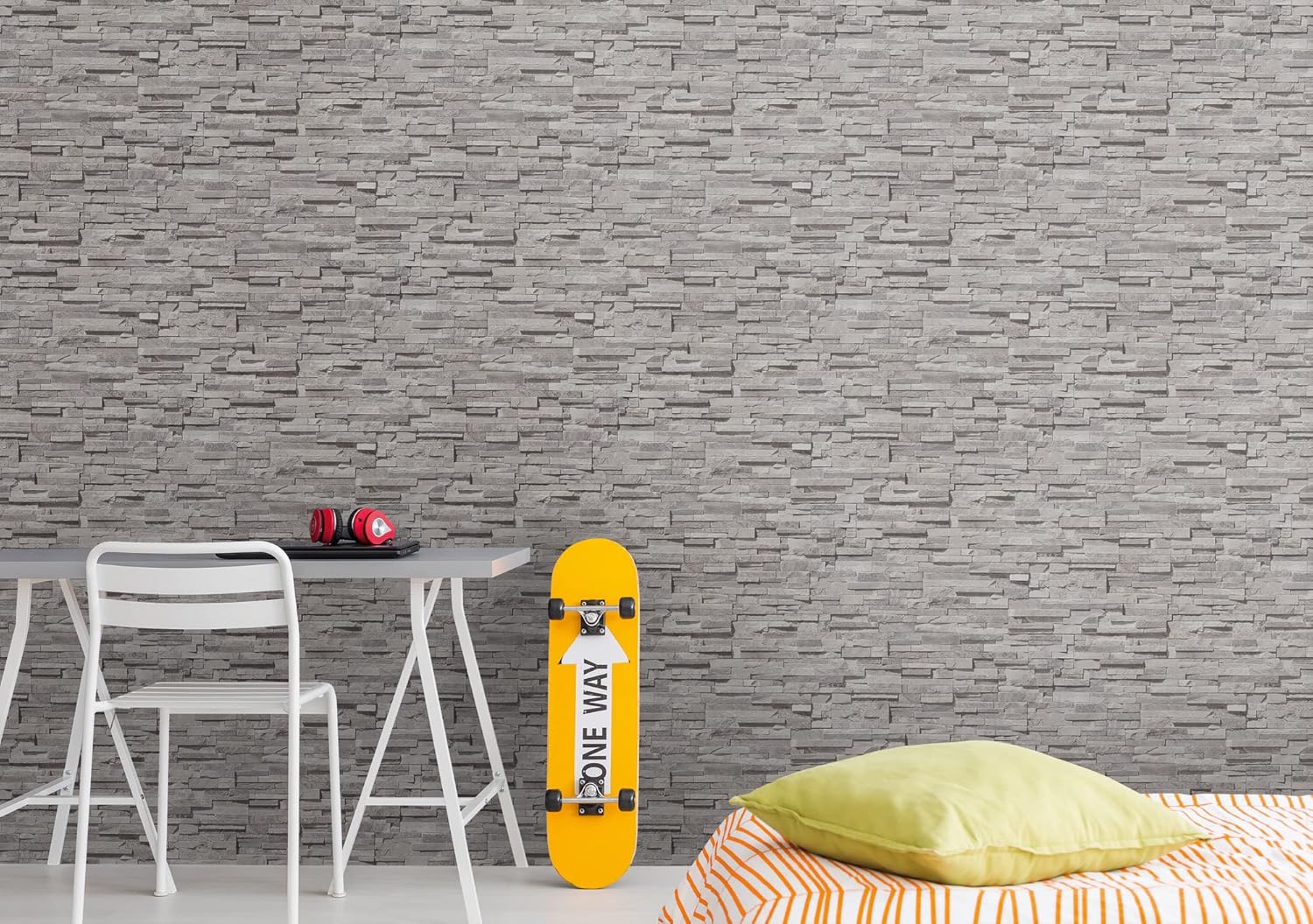 Livingwalls Wallpaper Industrial Design - Gray, Beige - Stone Wallpaper 395.99in x 20.87in Made in Germany - 388162