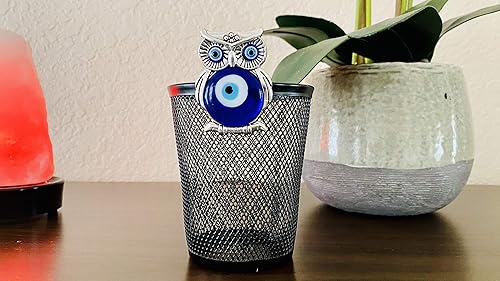 Miniatura 4 de LUCKBOOSTIUM Imán decorativo de búho para refrigerador, oficina, taquilla, pizarra blanca, dije de aleación de metal con mal de ojo para buena