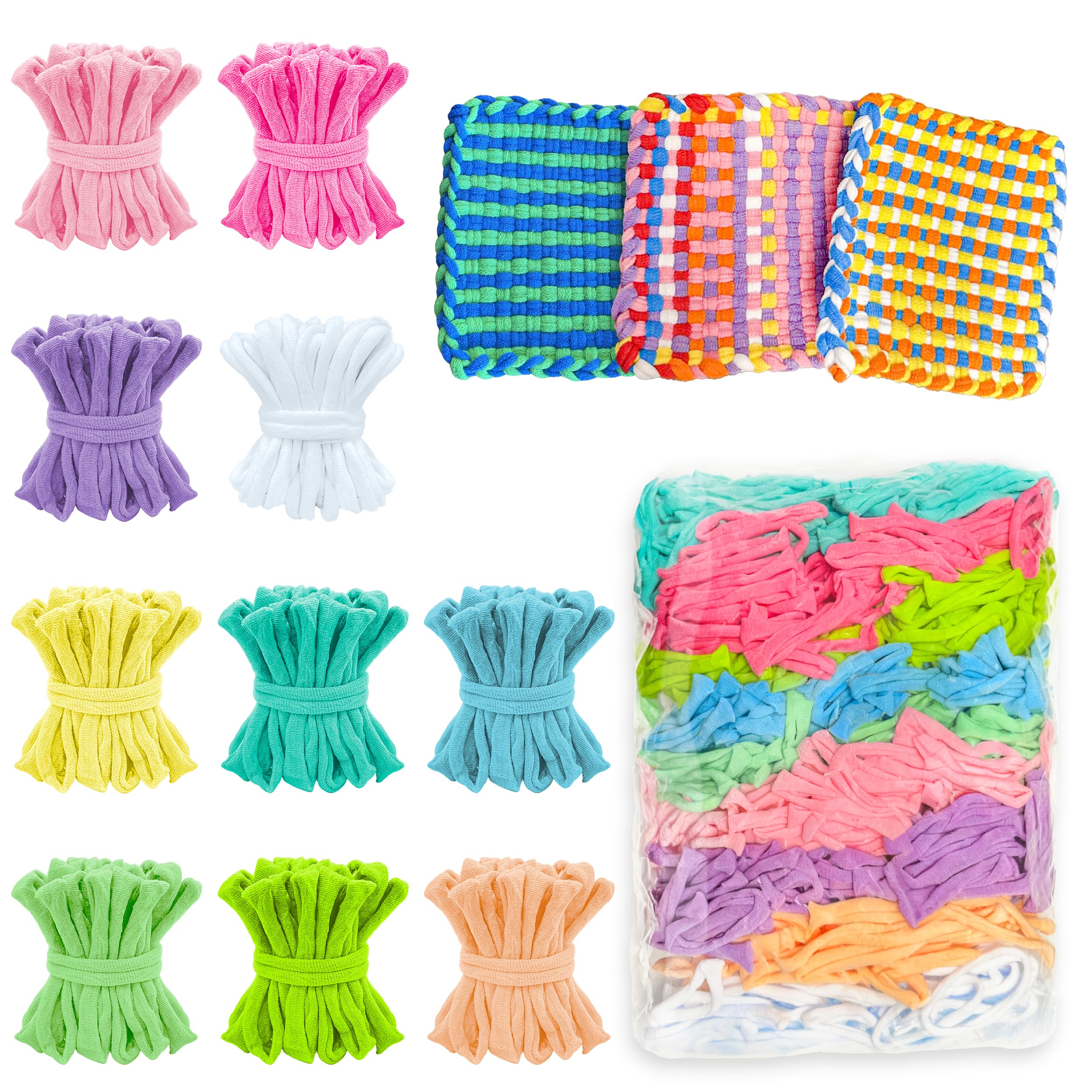 LINAYE 1000 anelli di ricarica per telaio, 10 colori per tessitura, kit di anelli di ricarica per presine da 15,2 cm e 17,8 cm, per progetti artistici e artigianali, forniture fai da te per bambini e