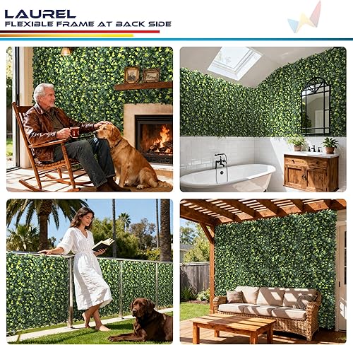 Miniatura 212 de Windscreen4less 6 paneles artificiales de boj de 20 x 20 pulgadas, seto topiario, plantas, hierba, pantalla de privacidad para exteriores, Boj