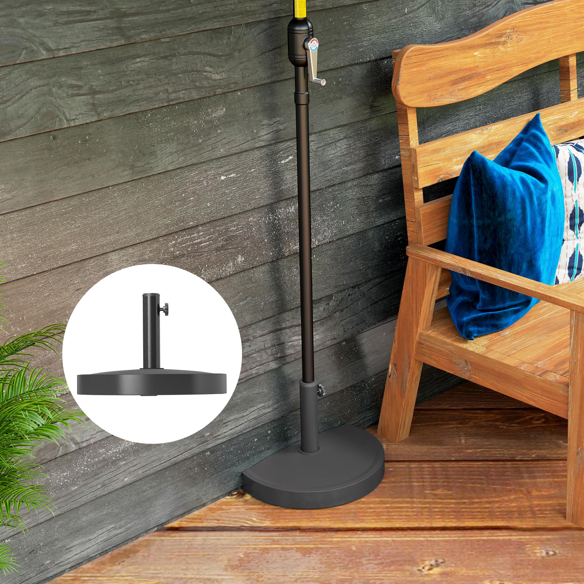 Outsunny Pied de Parasol 9 kg, Support Parasol en résine pour mât de 32, 38, 48 mm, Base de Parasol pour terrasse Piscine Patio Jardin, 49 x 31 x 33 cm, Noir