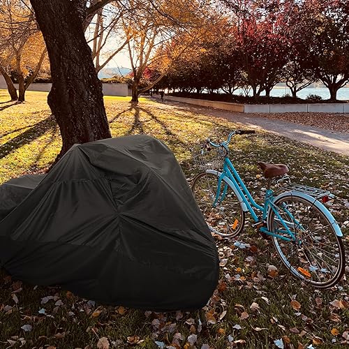 Miniatura 6 de Funda de triciclo para adultos, impermeable, para exteriores, fundas para bicicleta para 2 bicicletas, cubierta de bicicleta a prueba de polvo, sol,