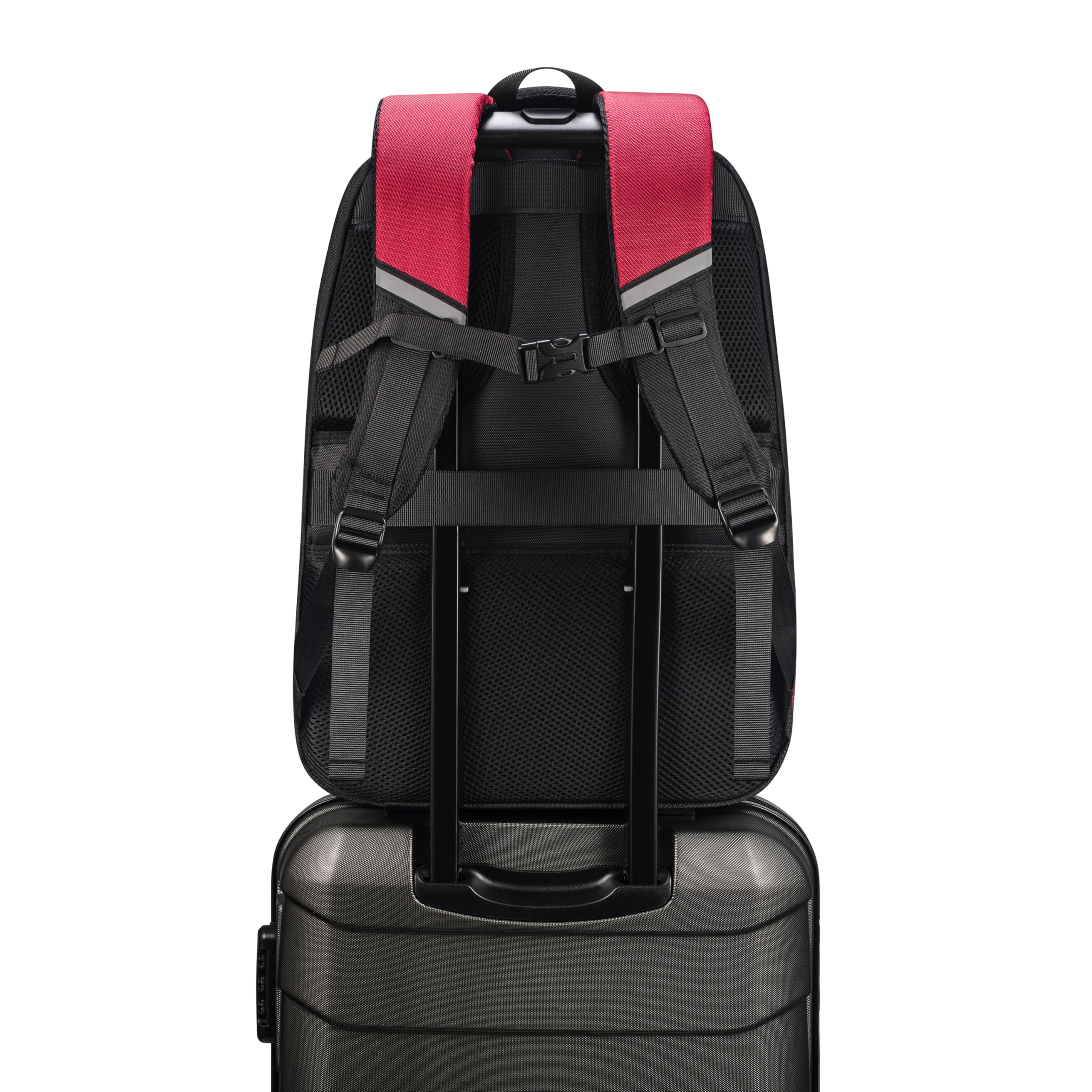 BARRENS Sac à dos de randonnée pour homme et femme - Étanche - 29 l - Avec compartiment pour ordinateur portable 15,6" - Pour le sport d'affaires, Rouge avec des accents noirs, Mittelgroße