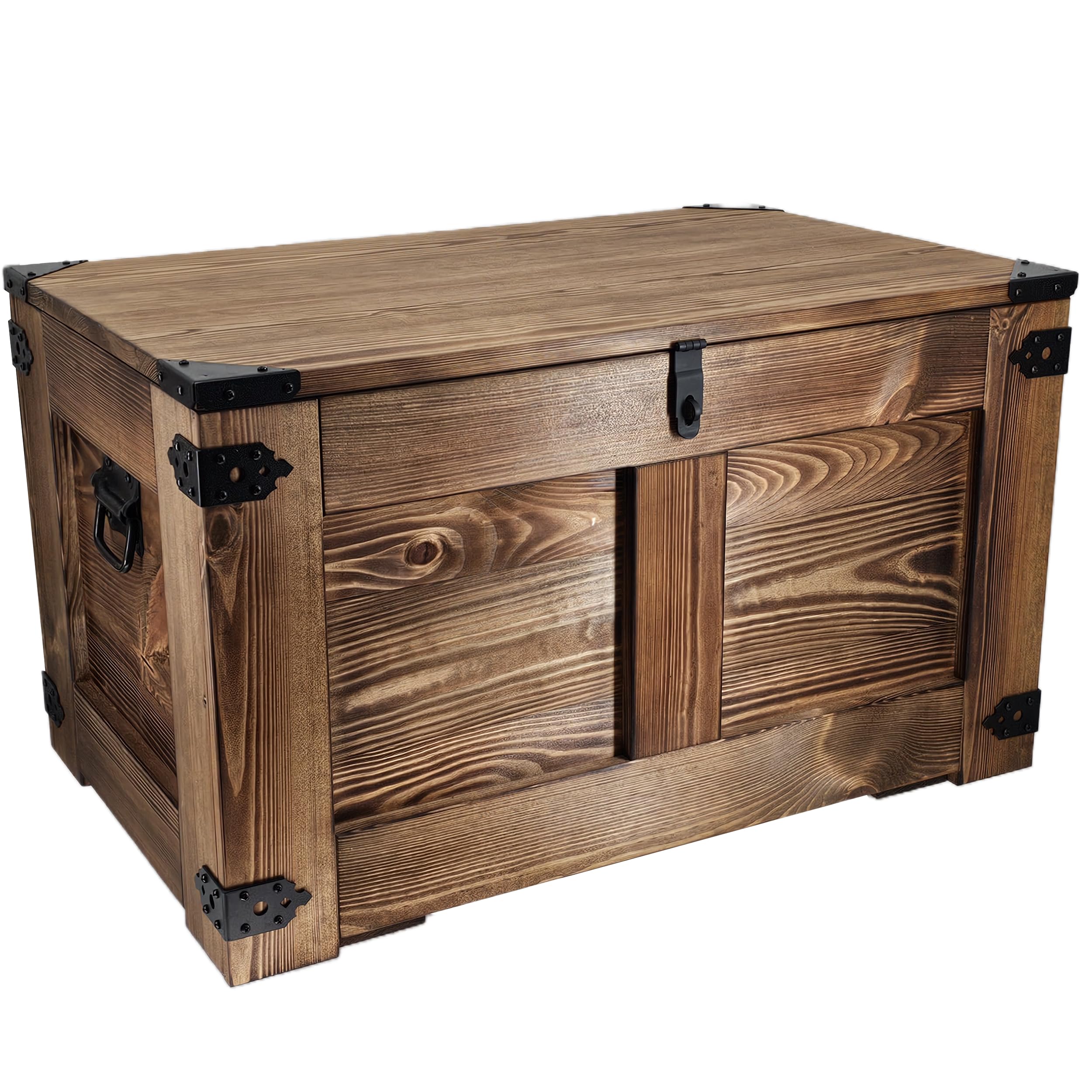 CREATIVE COOPER holzbox, schatztruhe, aufbewahrungsbox, Tisch, rustikal truhentisch, couchtisch, 77x49x45 cm, Handarbeit holztruhe, Eco Holzöl Wenge