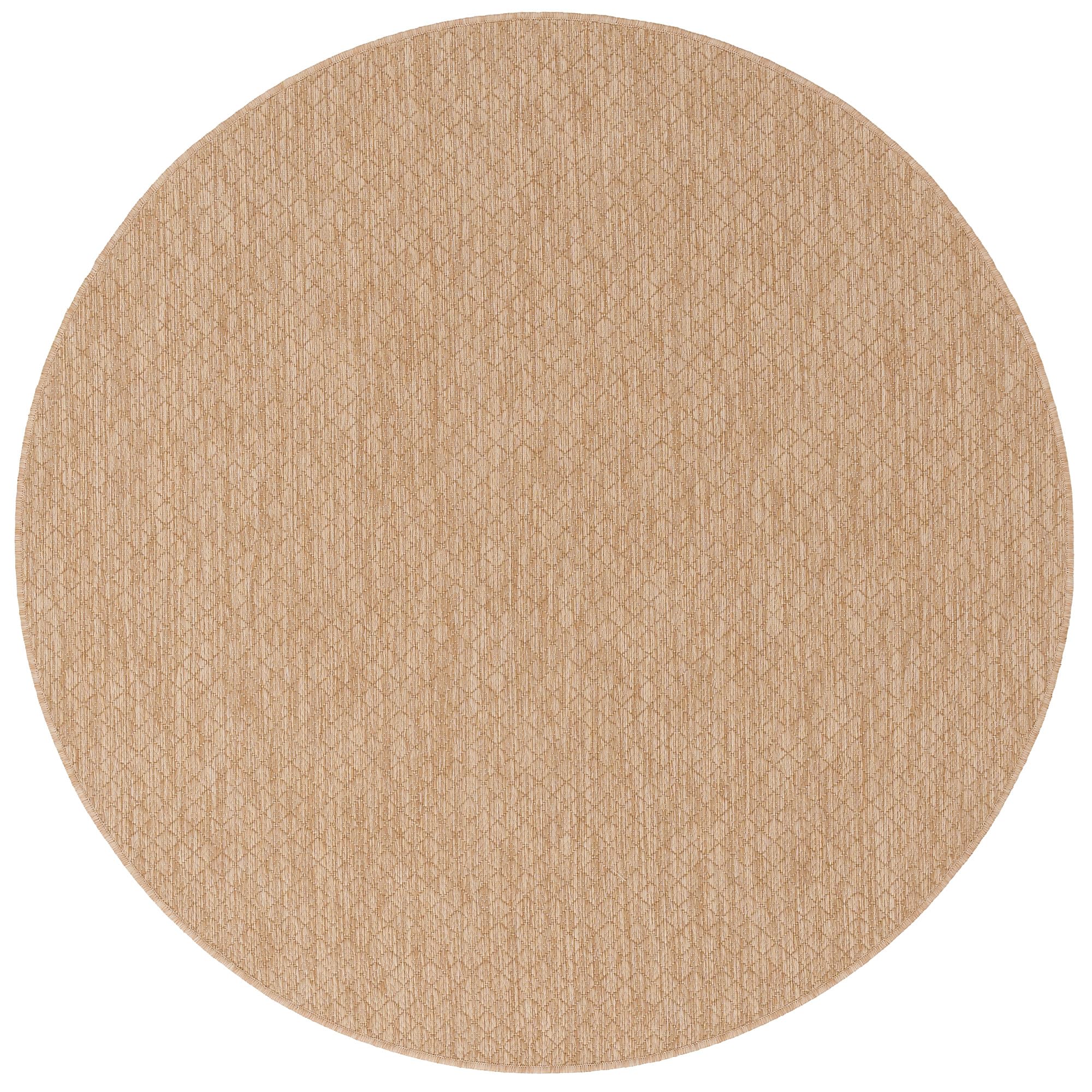Snapstyle Porto Beige Karo Rund – Balkon- & Terrassenteppich Outdoor