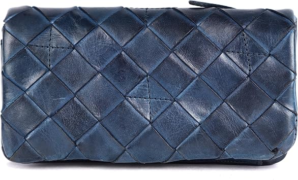 Genuine Leather Wallets for Women, Small Wallet for Ladies Zipper Coin Purse Credit Card Holder with Strap VL-167-NAVY