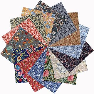 42 Pcs Pre‑Cut Cotton Fabric Bundle 10"x10" Quilt Squares, 14 Retro Floral Patterns × 3 Pieces, Quilting Layer Cakes Fabric Assortment for Patchwork, DIY Sewing, Craft & Home Decor