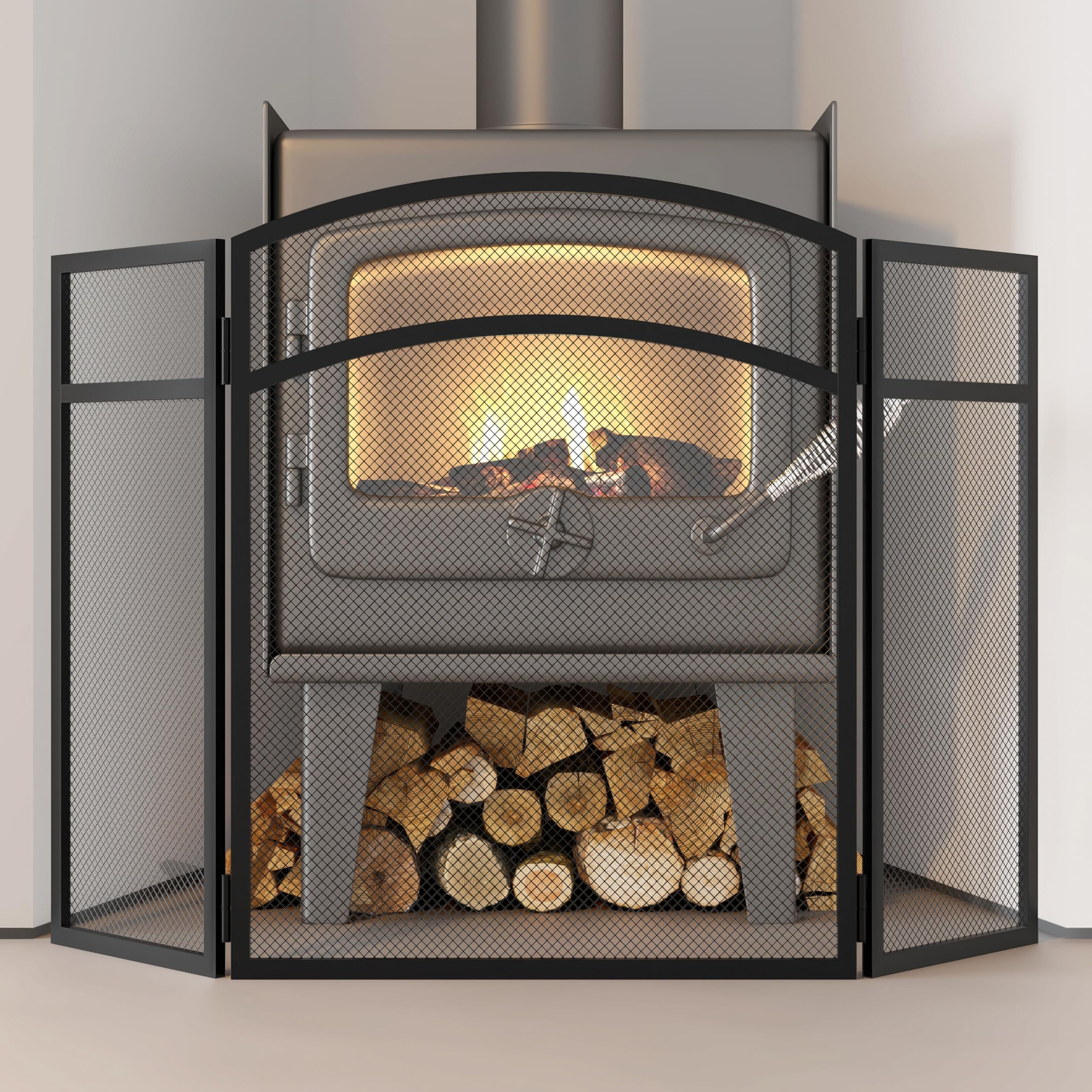Kingson Pare-feu noir 96,5 x 61 cm pour poêles à bois sécurité bébés animaux