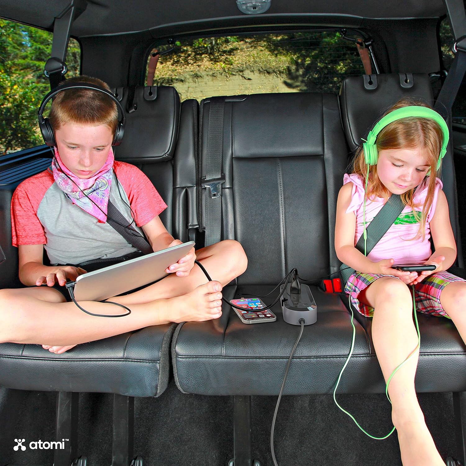 Atomi 150W Car Power Inverter with 2 AC 110V Outlets + 2 USB-C Ports + 2 Smart Charge USB Ports