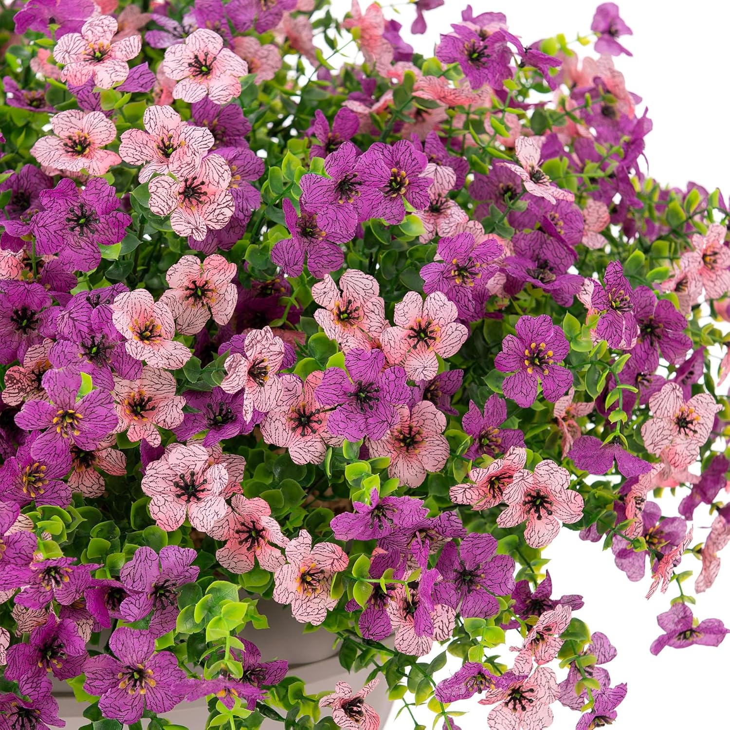INXUGAO Artificial Fake Flowers Plants for Outdoor Spring Summer Decor, 12 Bundles Faux Silk Flowers for Outdoor Outside Planter Colorful Daisy UV Resistant Look Real for Front Door Porch Patio Yard