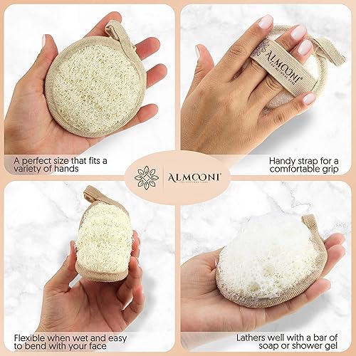 Miniatura 4 de Esponja egipcia natural de primera calidad para ducha y esponjas faciales, esponja exfoliante grande para el cuerpo, pule la piel muerta para una