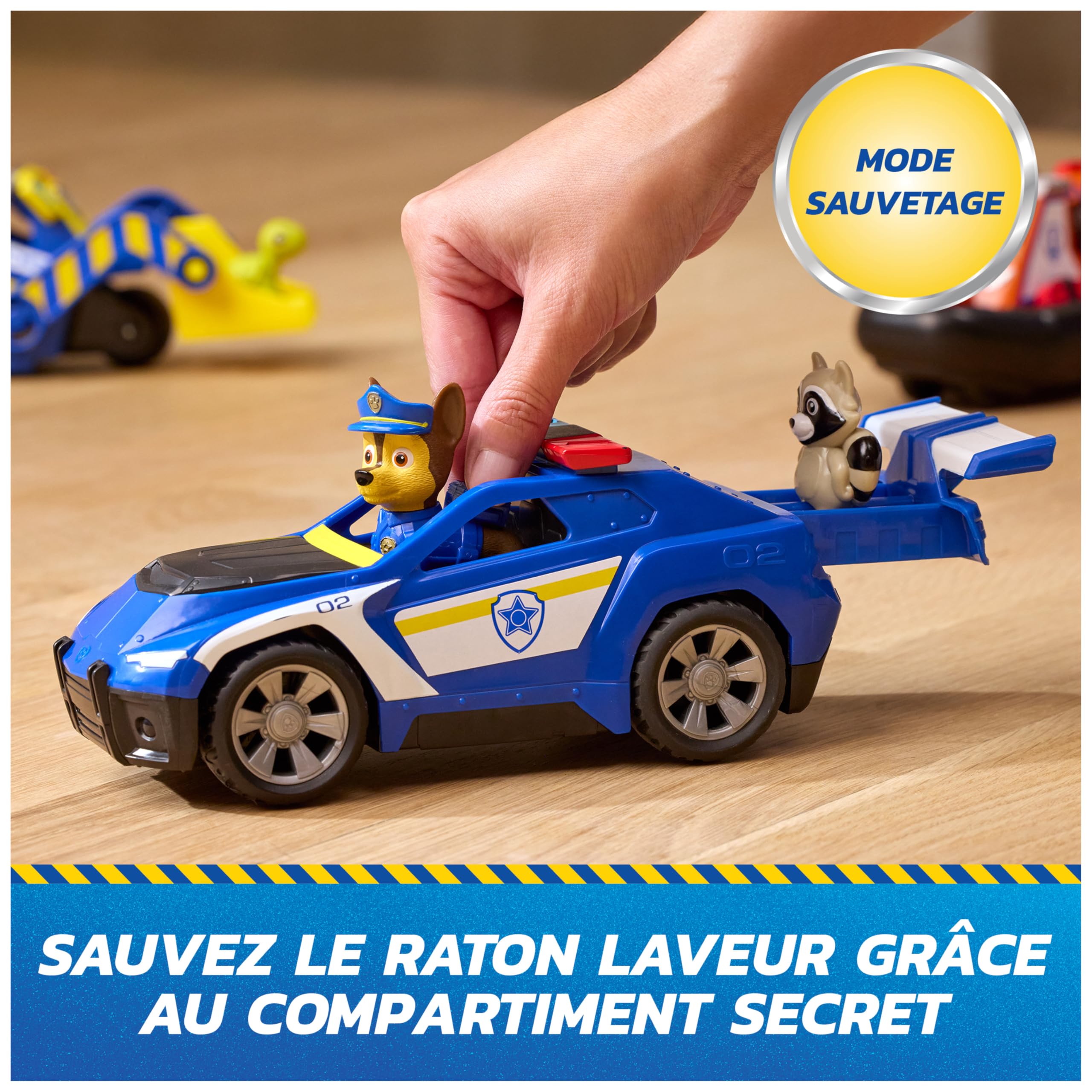 Paw Patrol - Pat Patrouille - Véhicule Figurine Chase Search & Rescue Mission Détectives - Voiture Figurine À Collectionner - Pat Patrouille Jouet - Voiture Enfant - Jouet Enfant 3 Ans Et +