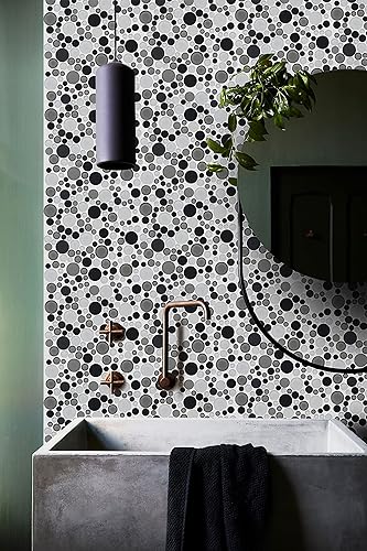 Miniatura 10 de Mosaico de vidrio para salpicaduras de cocina, pared de ducha de baño, etc., colección de burbujas", rondas mixtas, 12 x 12 x 516 pulgadas (muestra