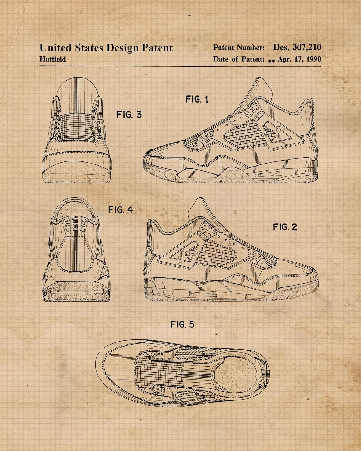 Classic Basketball Sneakers Patent Prints, 6 (8x10) Unframed Photos, Wall Art Decor for Home Work Office Jordan AF Studio Fitness Gym School College Student Teacher Coach National Team League