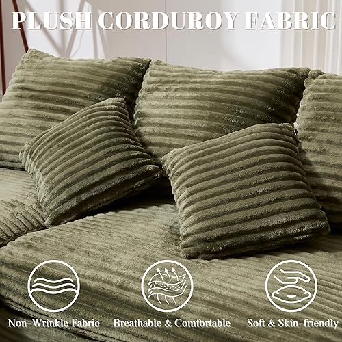 Miniatura 4 de Sofá modular Cloud de 99 pulgadas, sofá en forma de L con asiento profundo, moderno sofá comprimido sin hueso con diván, sofás de pana de 3 plazas