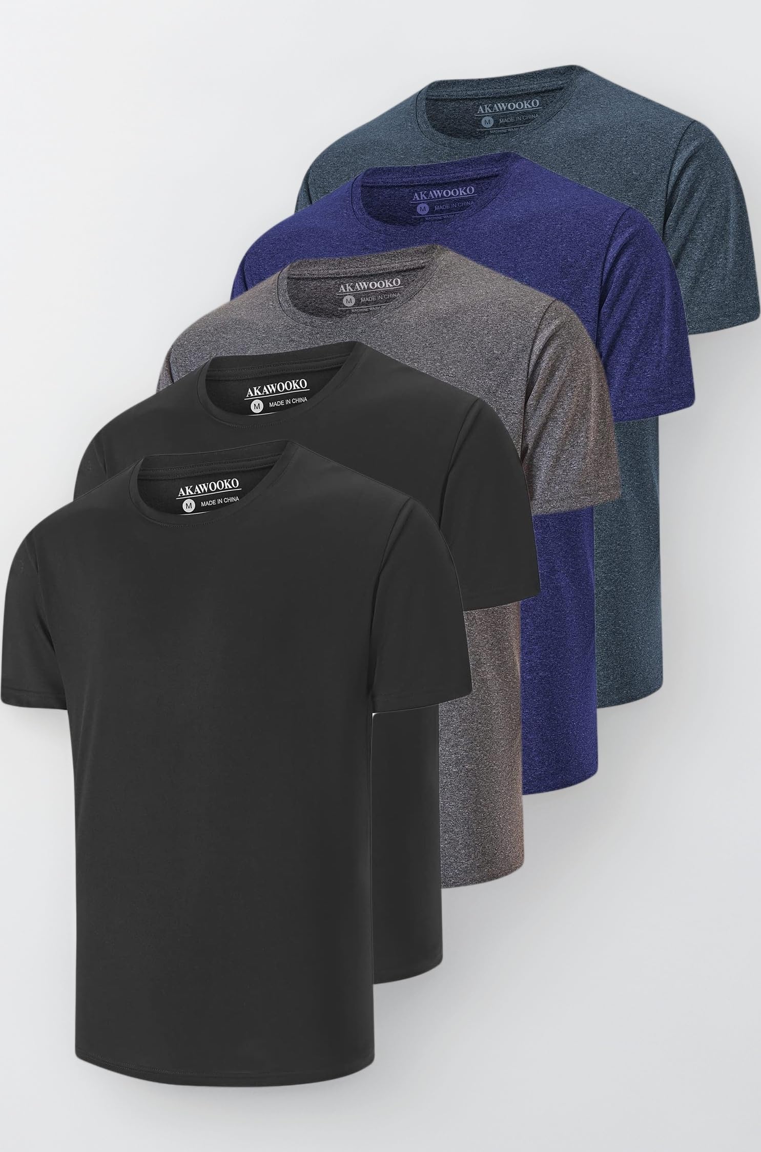 5 Pack Men's Dry Fit T Shirts, Athletic Running Gym Workout Short Sleeve Tee Shirts for Men