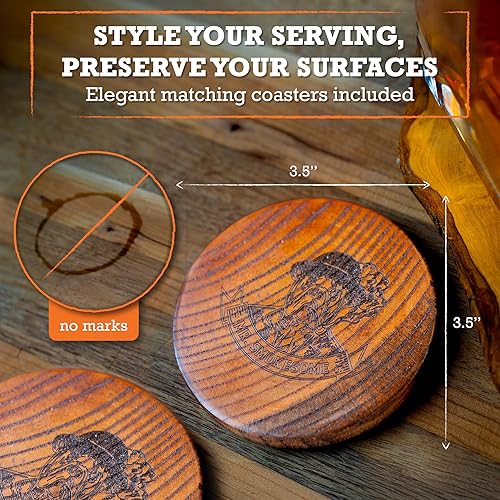 Miniatura 4 de Juego de vasos de whisky de madera con posavasos  Juego de vasos de whisky de 10 onzas líquidas  Vaso antiguo en embalaje de regalo  Regalos de