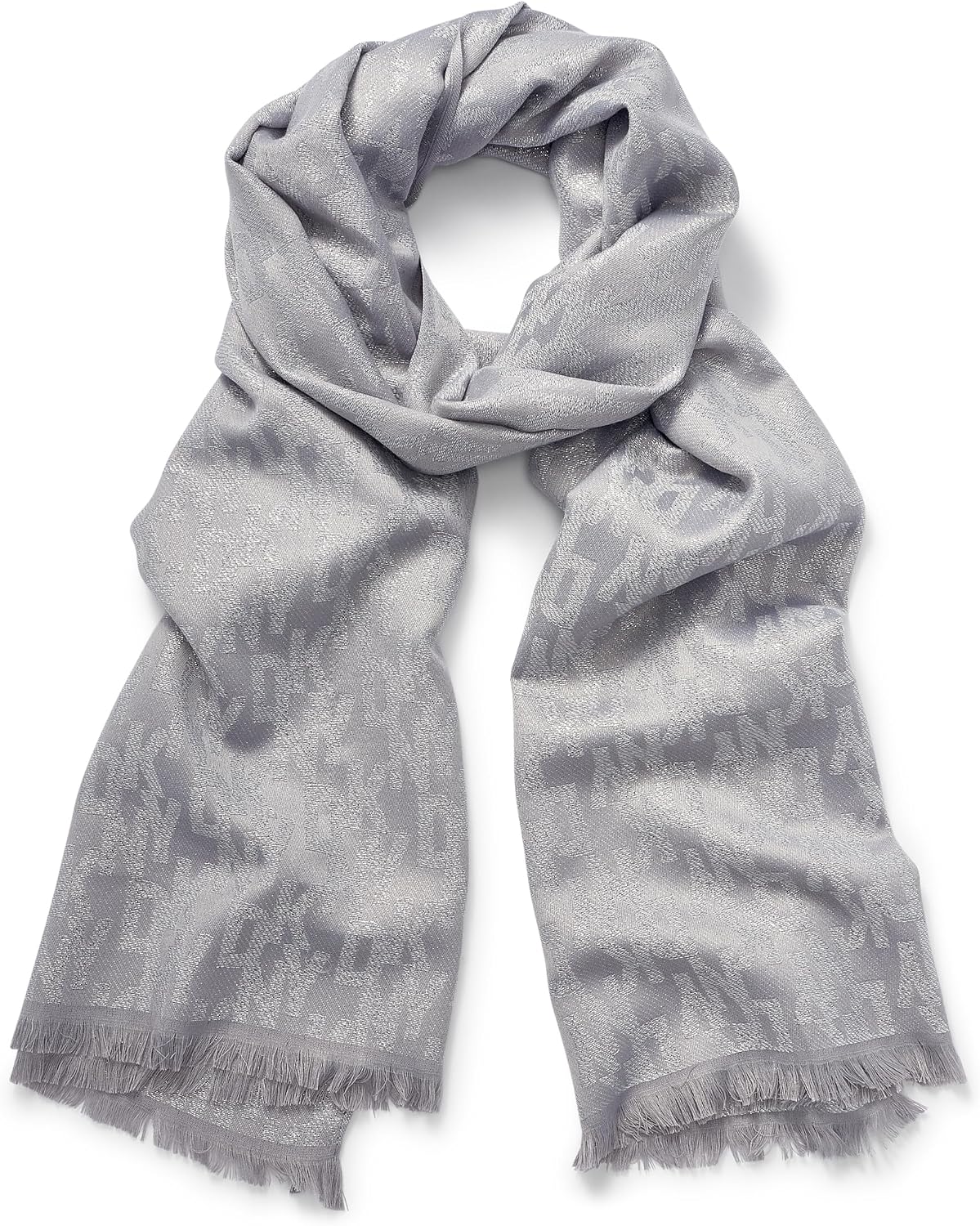DKNY Kirpik Saçaklı Kadın Metalik Logo Pashmina Eşarp, Derin
